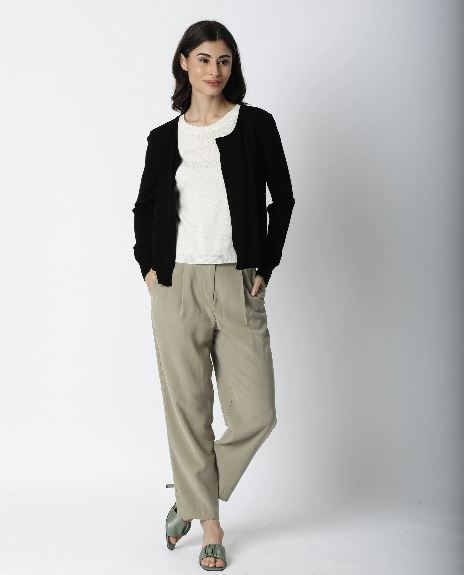 Rareism Women's Naomio Black Acrylic Boat Neck Plain Regular Fit Sweater - Image 5