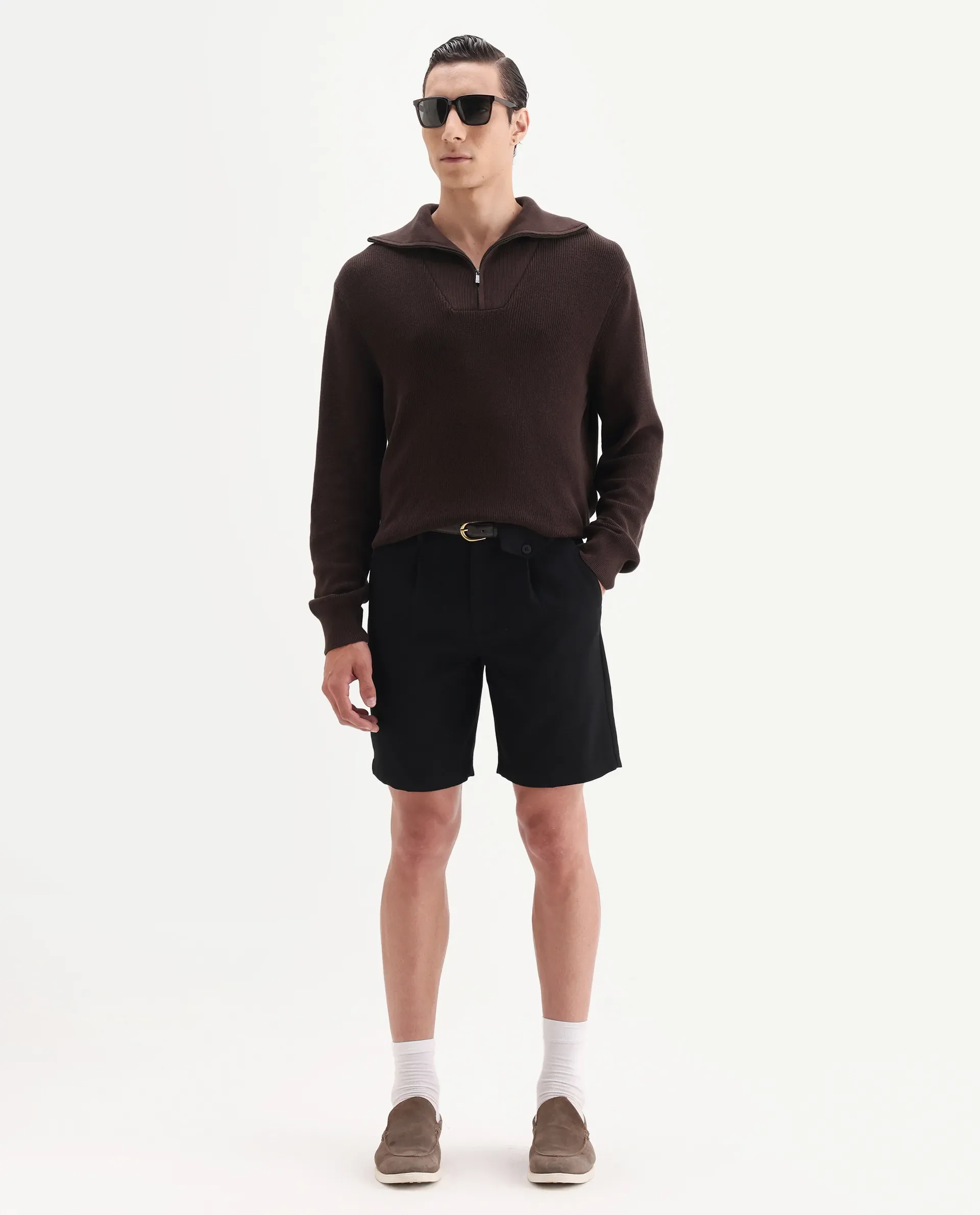 Rare Rabbit Men's Naro Dark Brown Polyester Fabric Full Sleeve High Neck Plain Sweater - Image 3