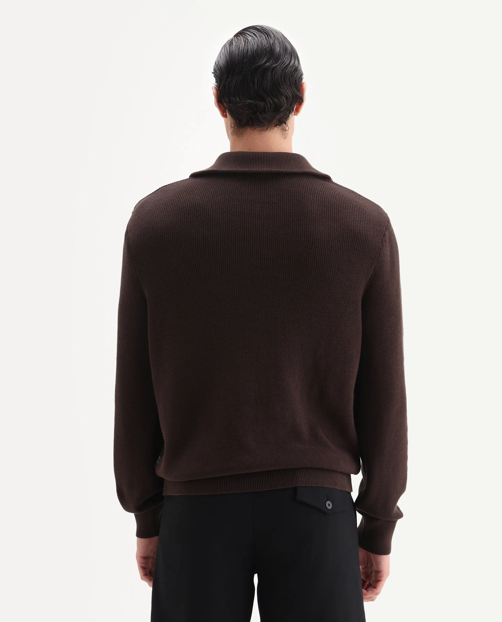 Rare Rabbit Men's Naro Dark Brown Polyester Fabric Full Sleeve High Neck Plain Sweater - Image 6