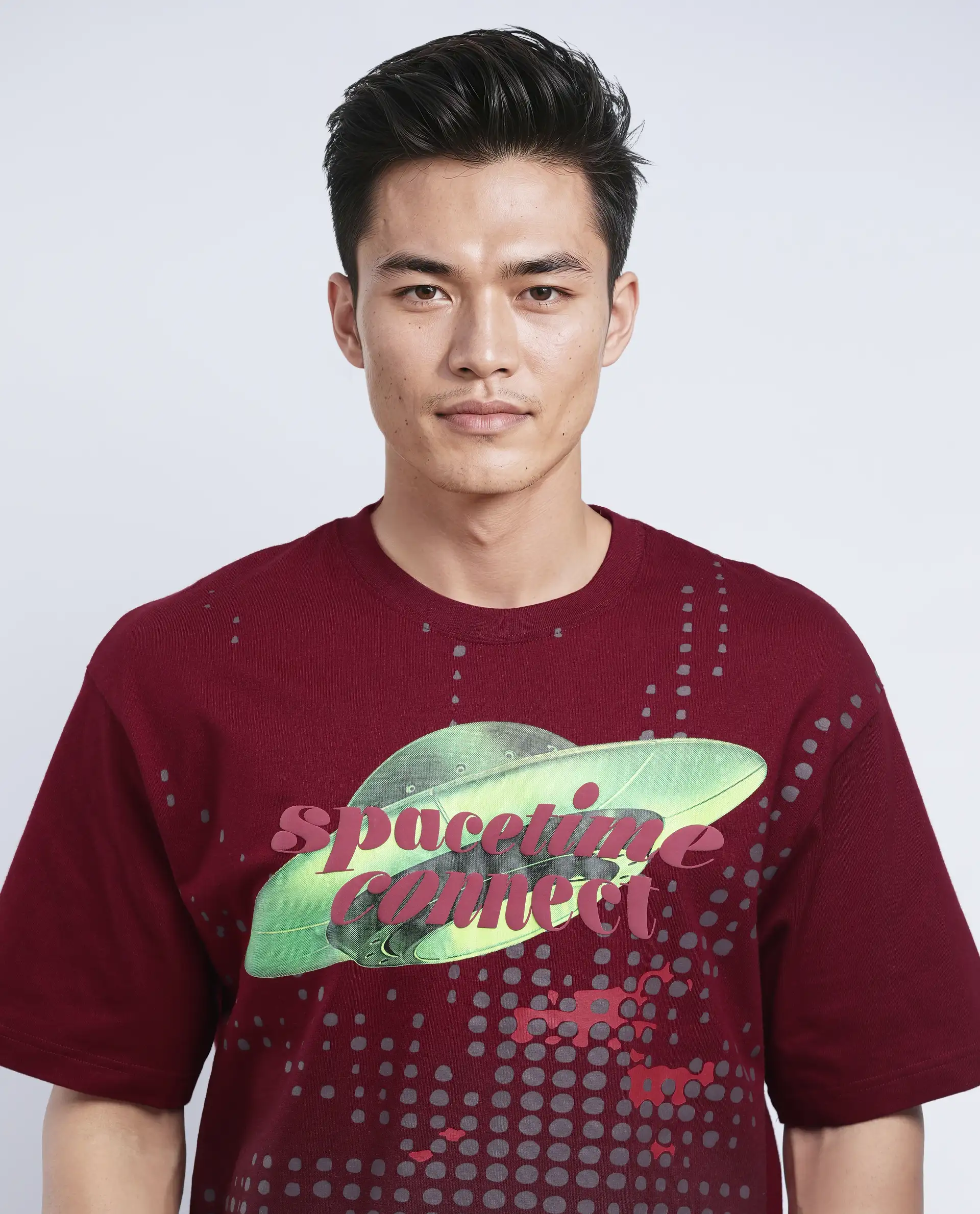 Rare Rabbit Men's Nas Red Cotton Graphic Print Oversized Fit Half Sleeve Crew Neck T-Shirt - Image 5