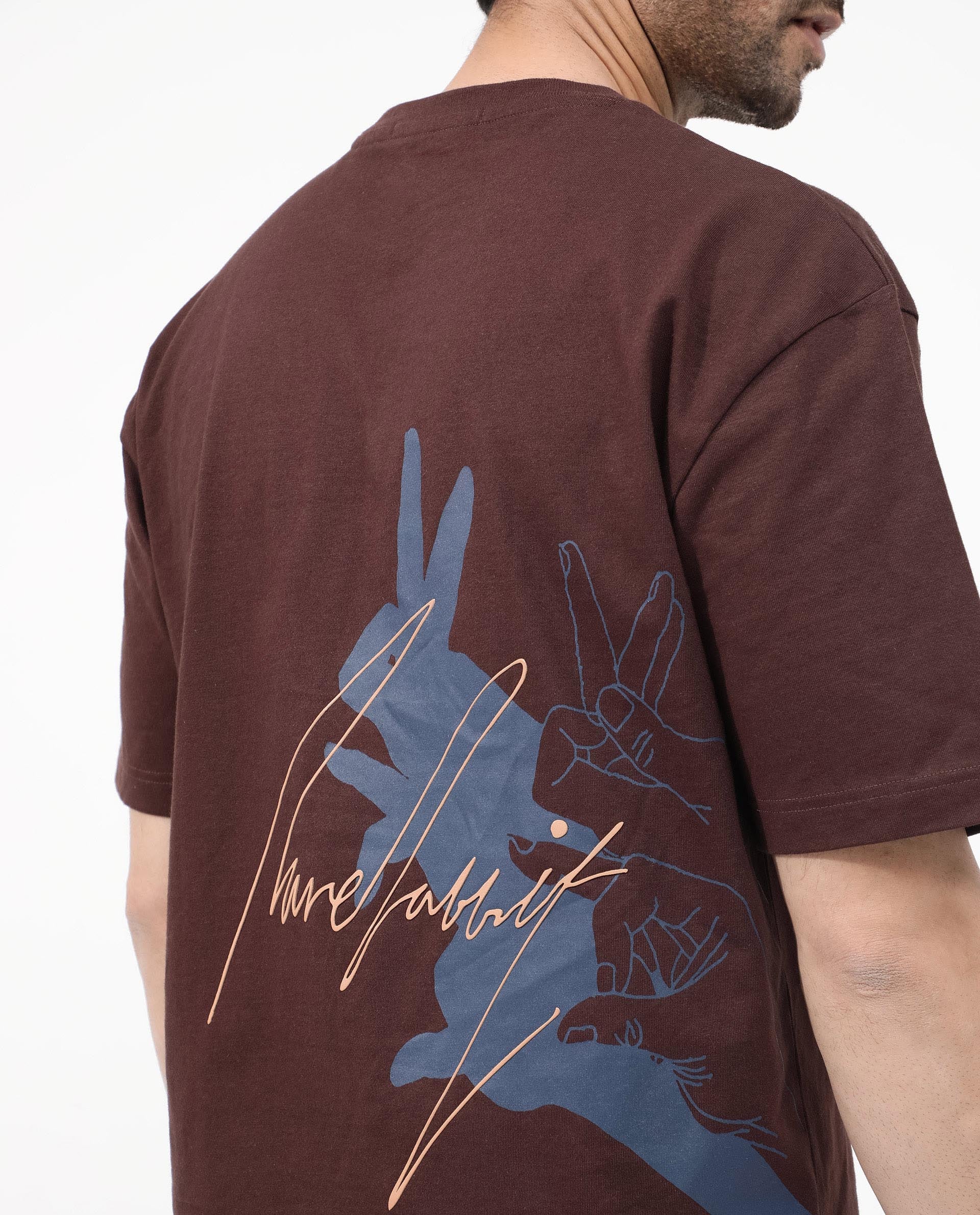 Rare Rabbit Articale Mens Nash Brown Cotton Polyester Fabric Short Sleeve Crew Neck Boxy Fit Printed T-Shirt - Image 4
