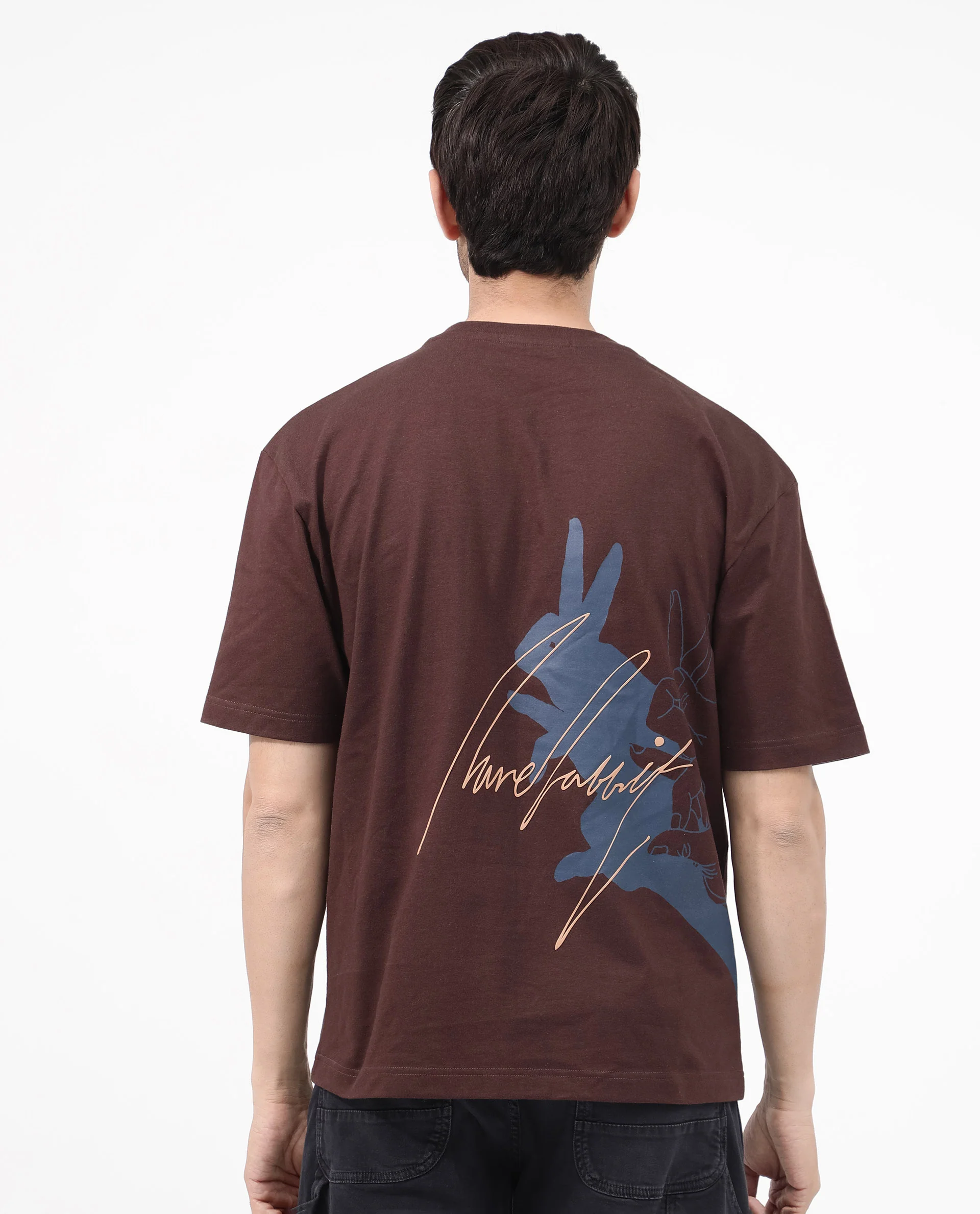 Rare Rabbit Articale Mens Nash Brown Cotton Polyester Fabric Short Sleeve Crew Neck Boxy Fit Printed T-Shirt - Image 6