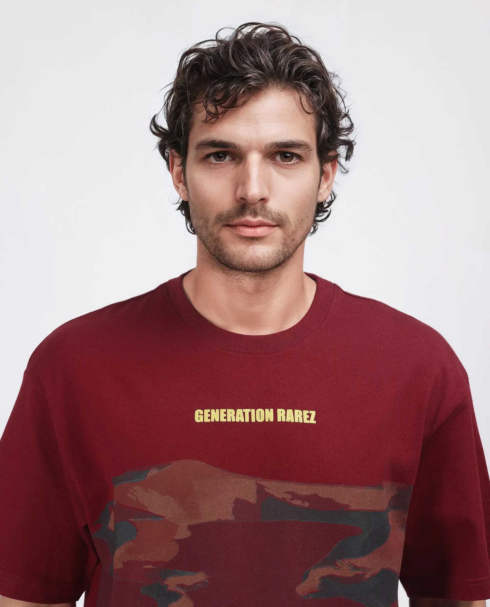Rare Rabbit Men's Naso Red Cotton Ombre Oversized Fit Half Sleeve Crew Neck T-Shirt - Image 7