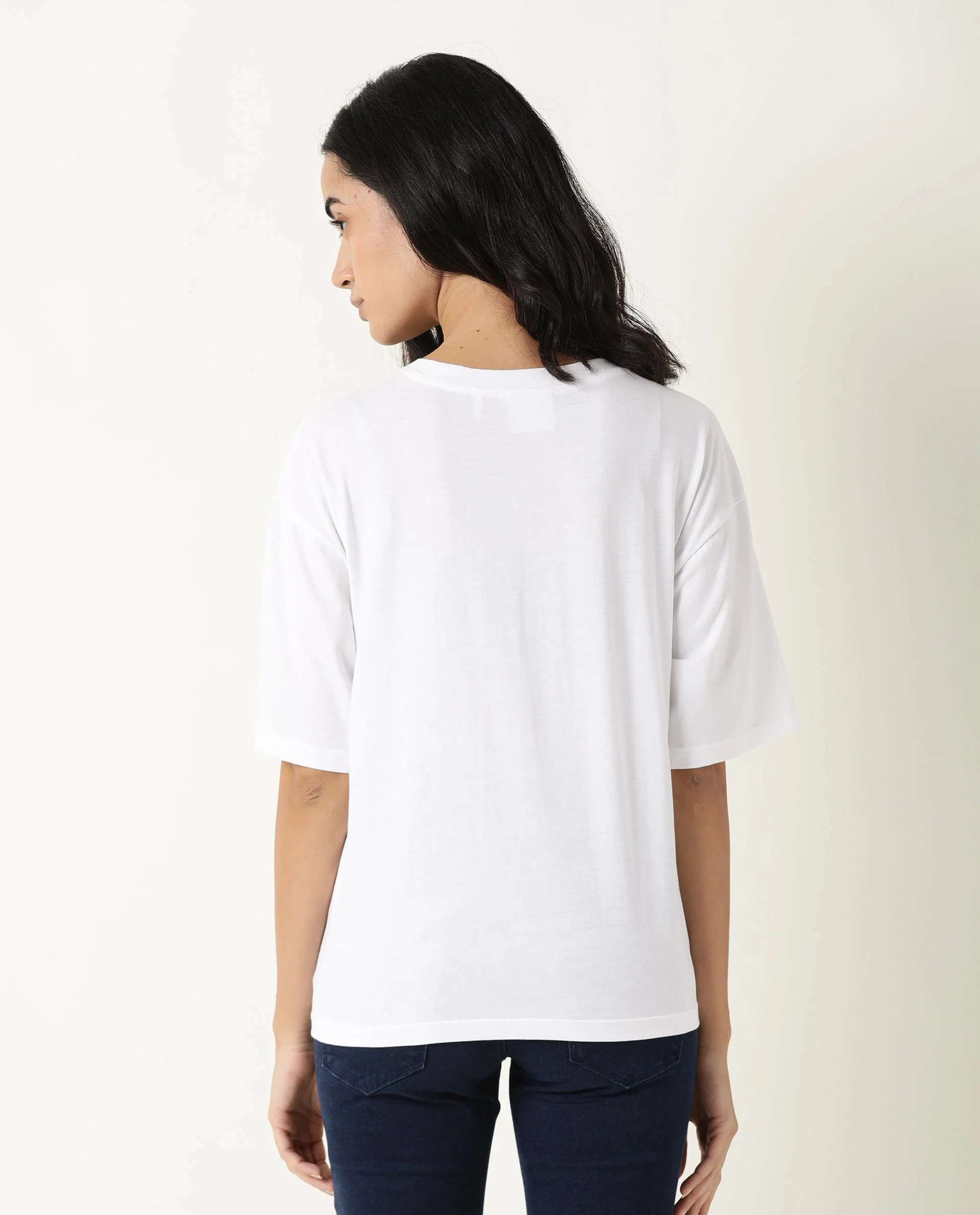 Rareism Womens Nat White T-Shirt Cotton Fabric Regular Fit Half Sleeve Round Neck - Image 11
