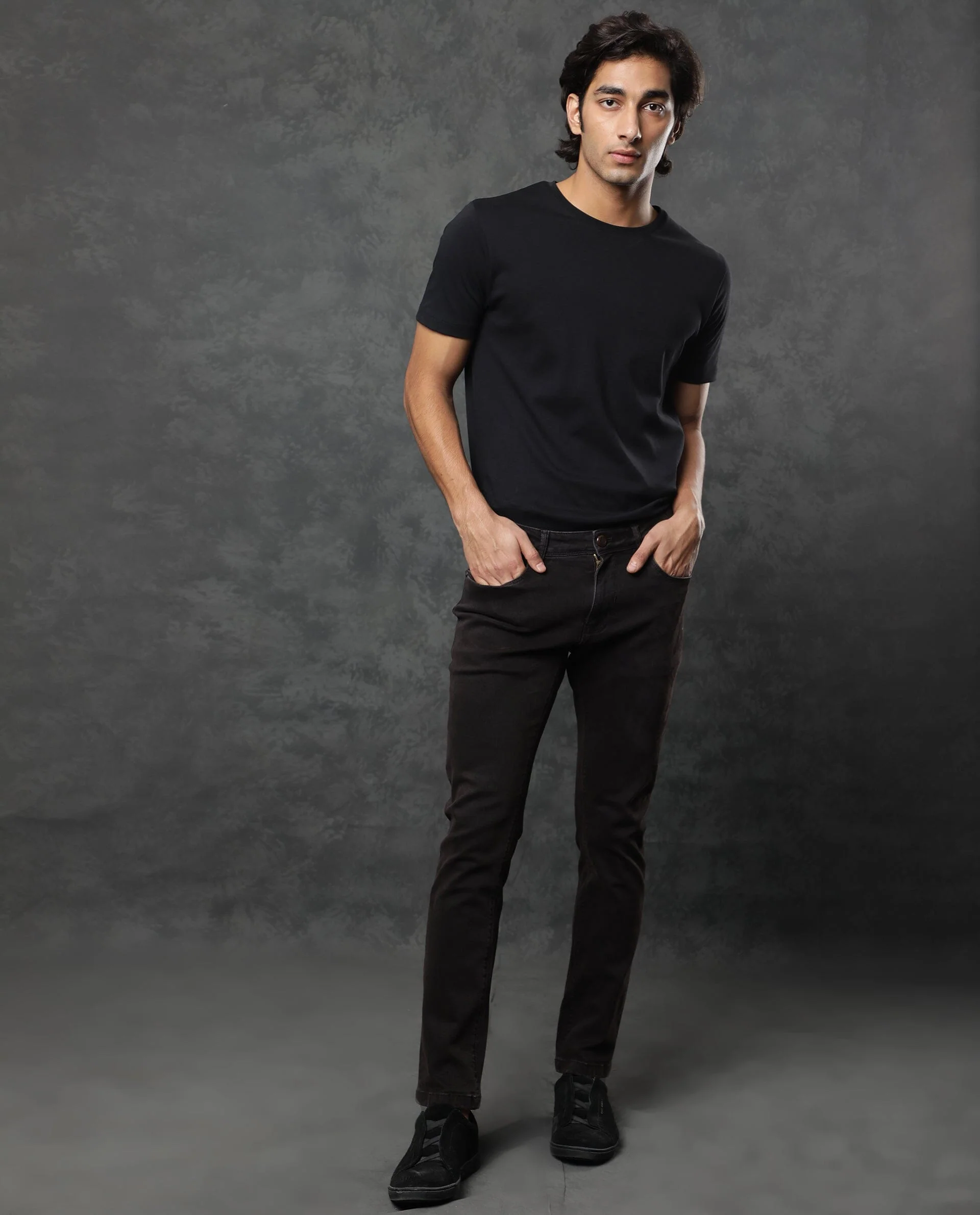 Rare Rabbit Men's Nate Maroon Cotton Plain Hawk Slim Fit Jeans - Image 2