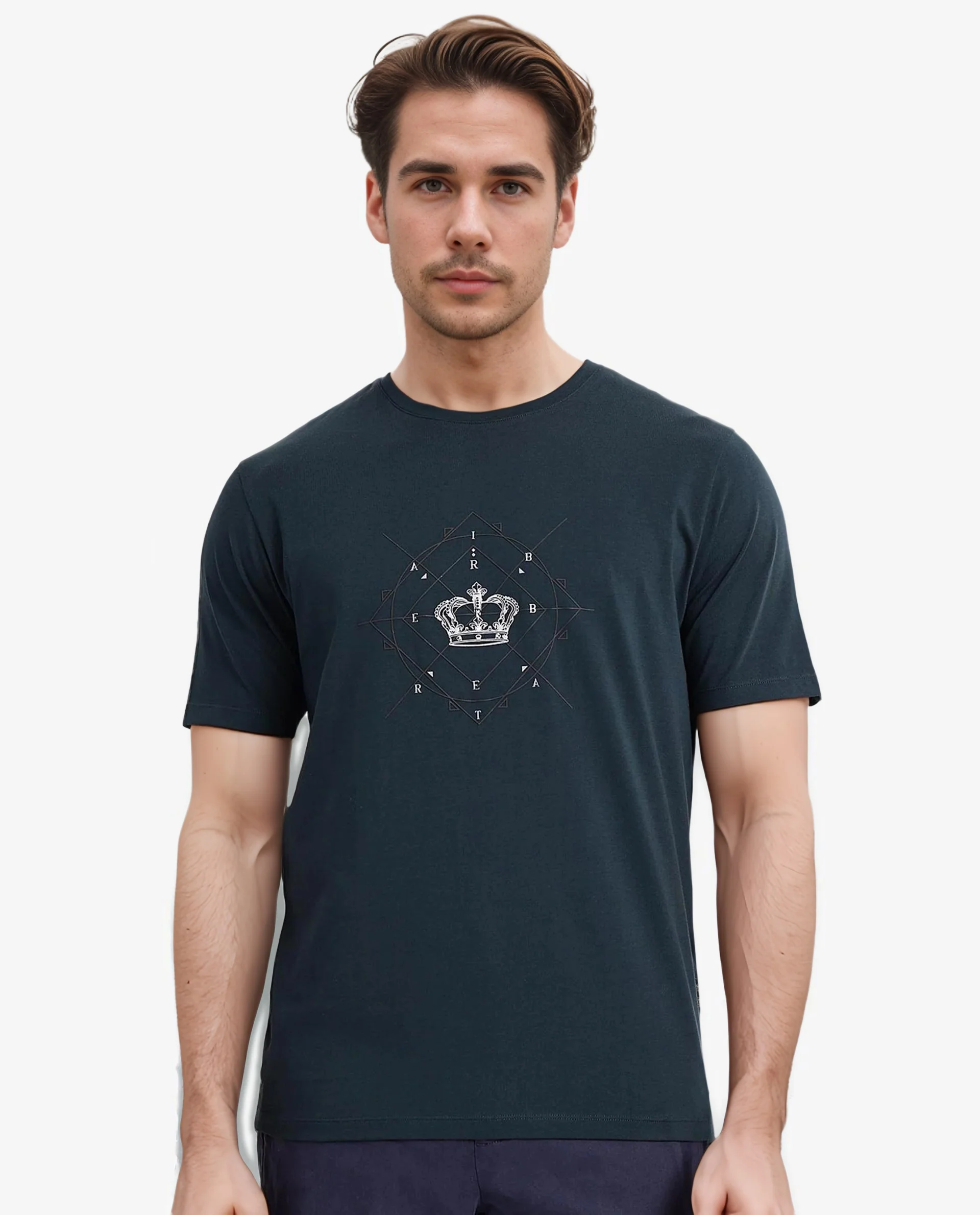 Rare Rabbit Men's Naz Dark Green Cotton Graphic Print Regular Fit Half Sleeve Crew Neck T-Shirt