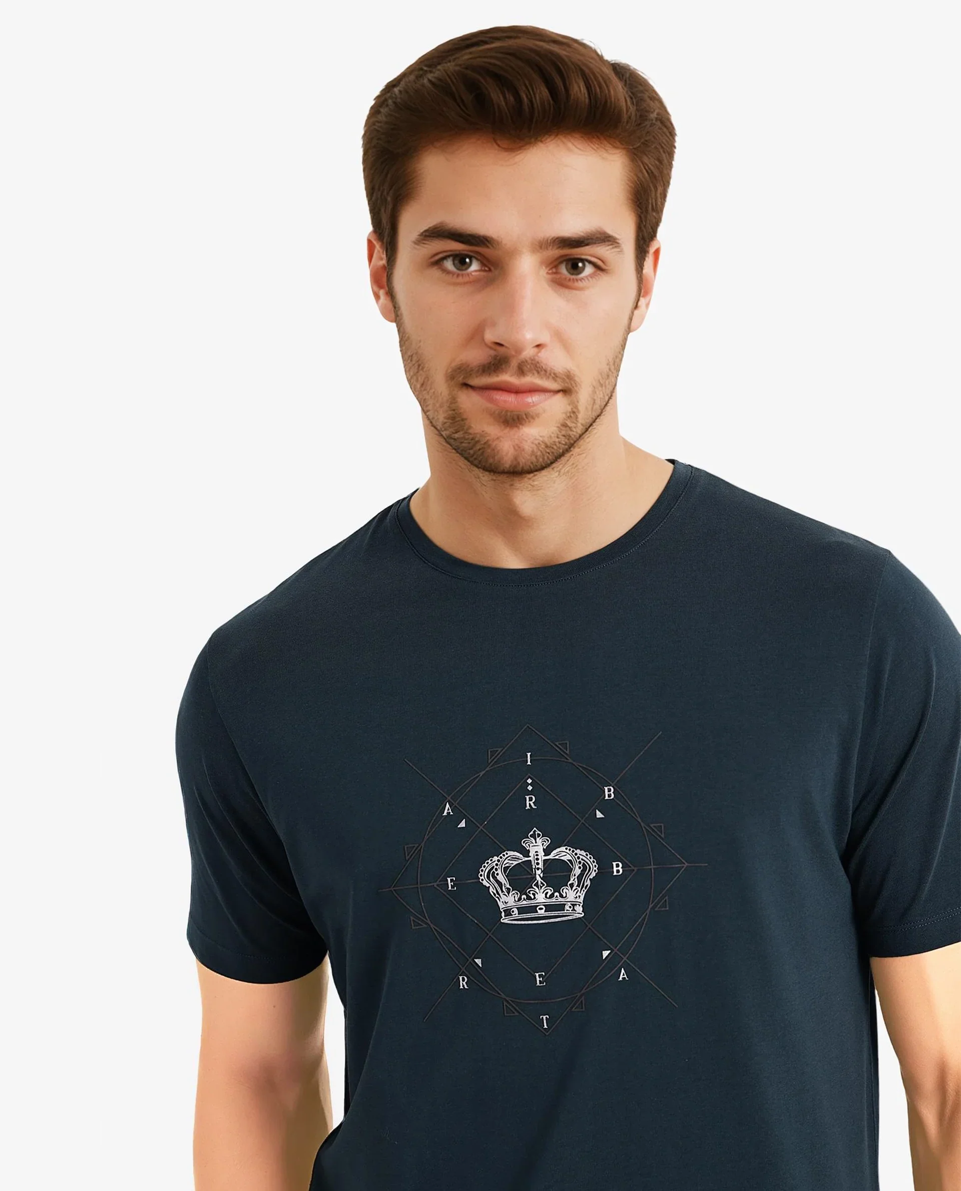 Rare Rabbit Men's Naz Dark Green Cotton Graphic Print Regular Fit Half Sleeve Crew Neck T-Shirt - Image 2