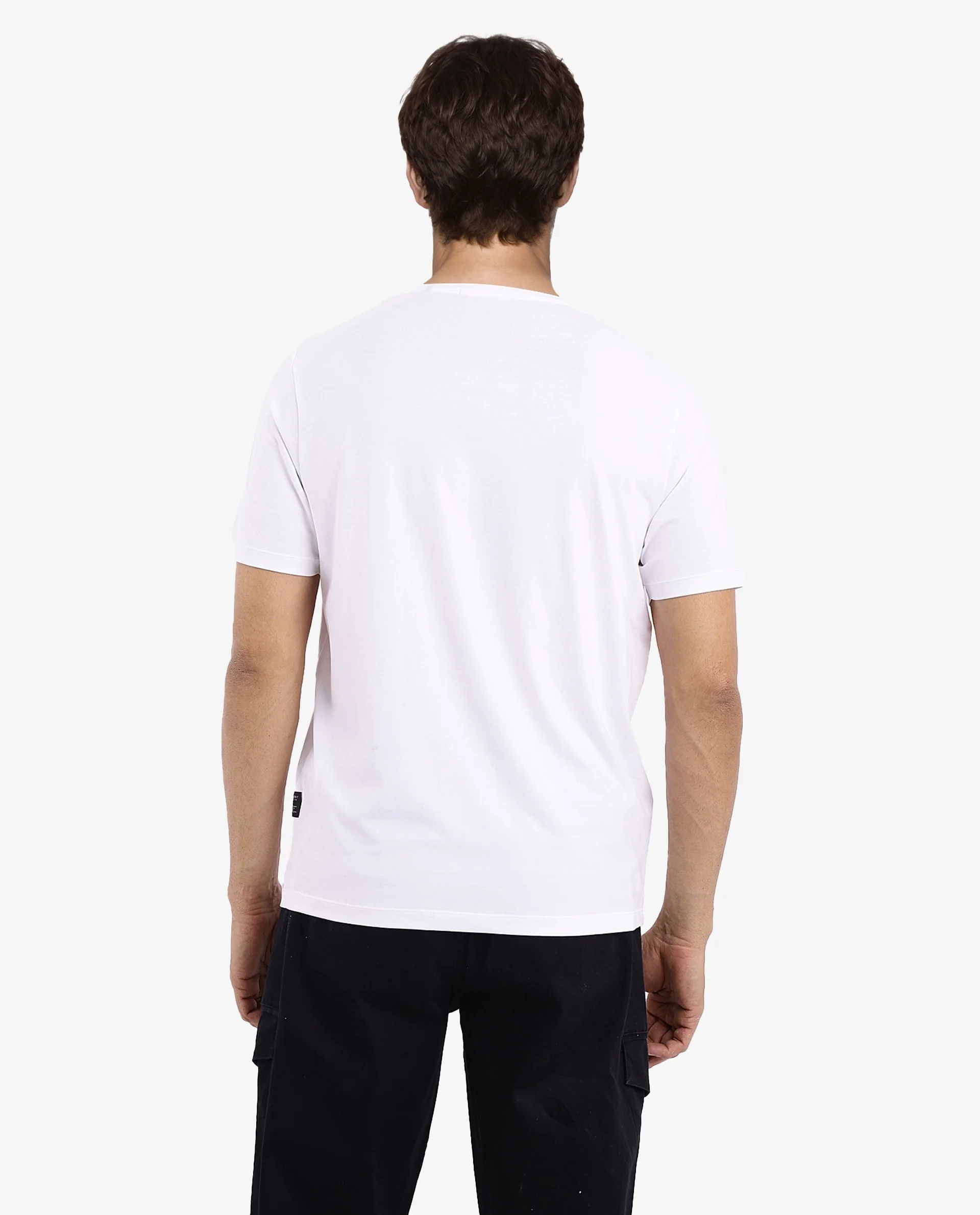 Rare Rabbit Men's Naz White Cotton Graphic Print Regular Fit Half Sleeve Crew Neck T-Shirt - Image 6