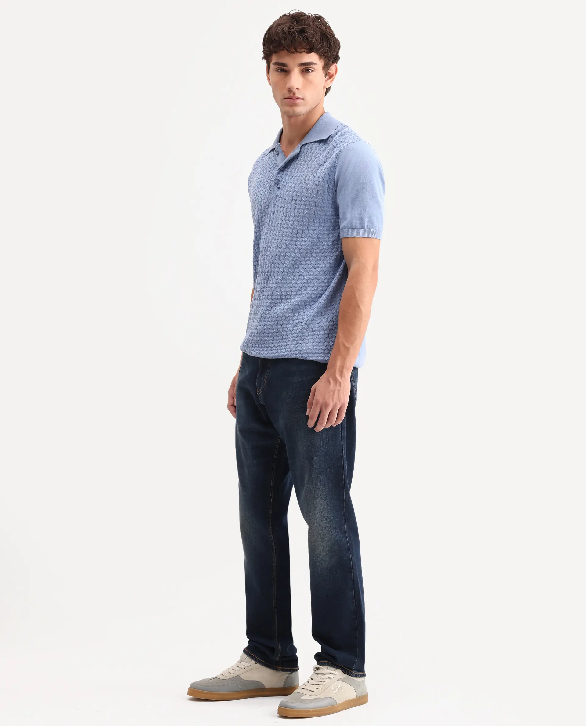 Rare Rabbit Men's Naze Dark Navy Cotton Blend Fabric Shank And Zipper Morris Regular Plain Jeans - Image 7