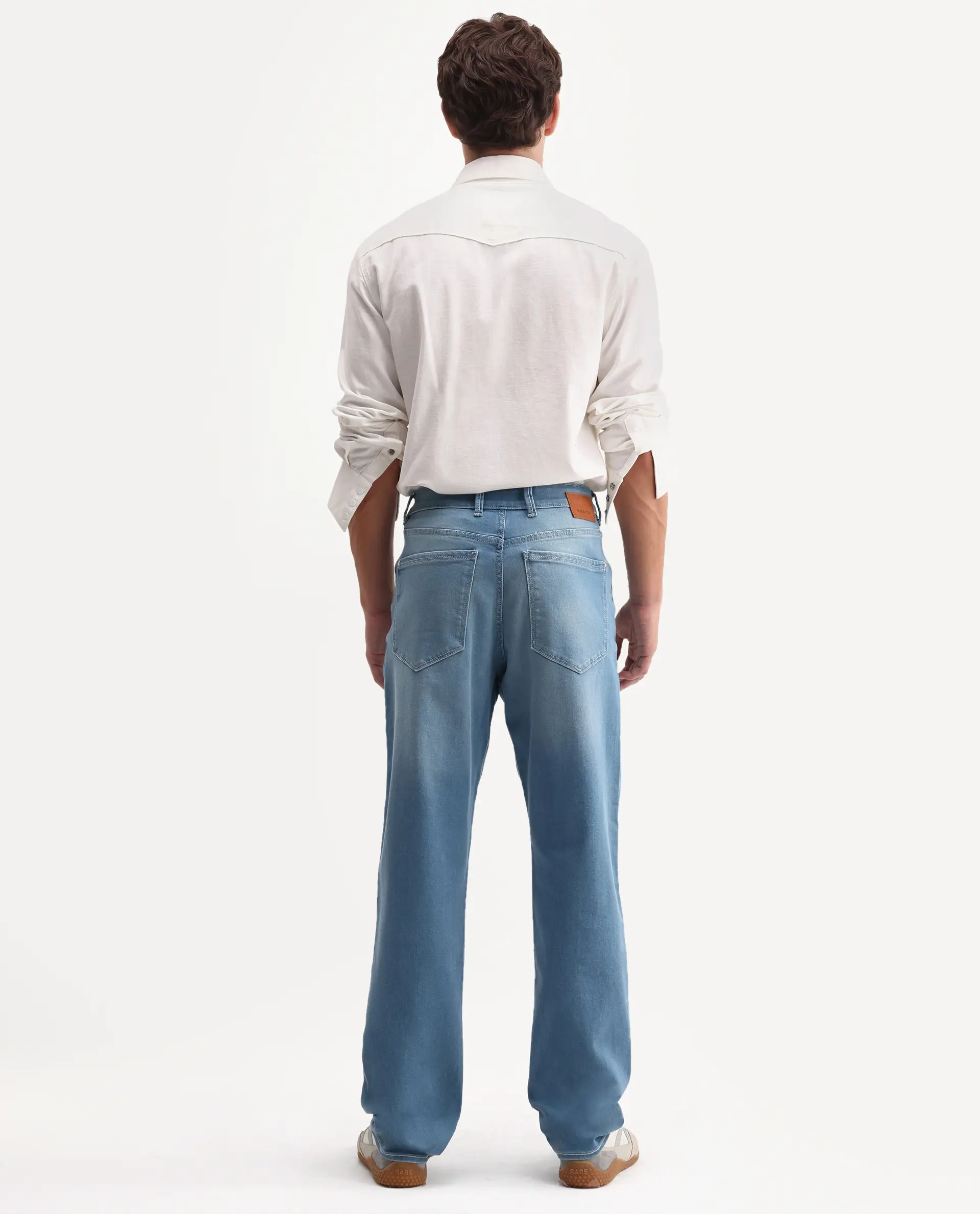 Rare Rabbit Men's Nazek Light Blue Cotton Blend Fabric Shank And Zipper Morris Regular Fit Plain Jeans - Image 7