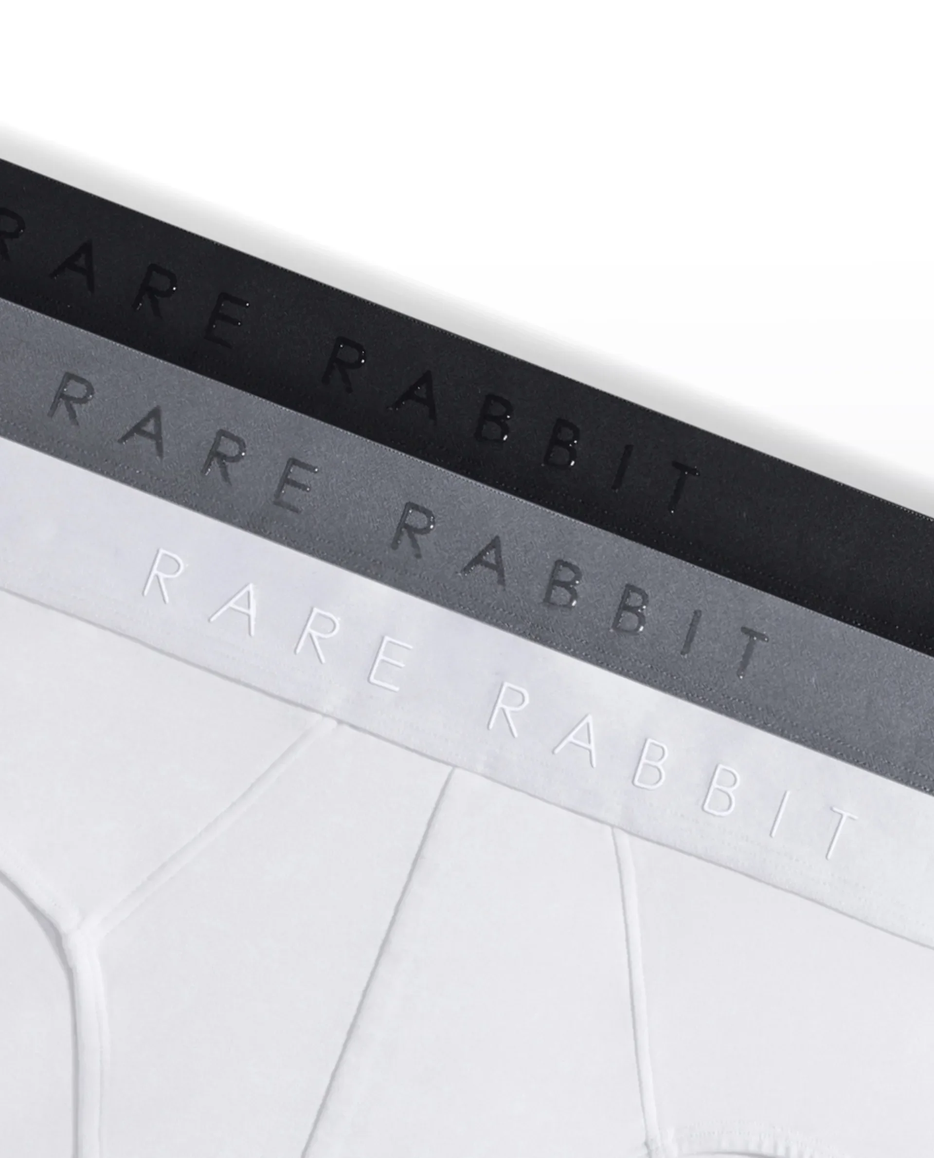Rare Rabbit Men Near Black/White/Grey Soft Cotton Stretch Briefs (Pack Of 3) - Image 2