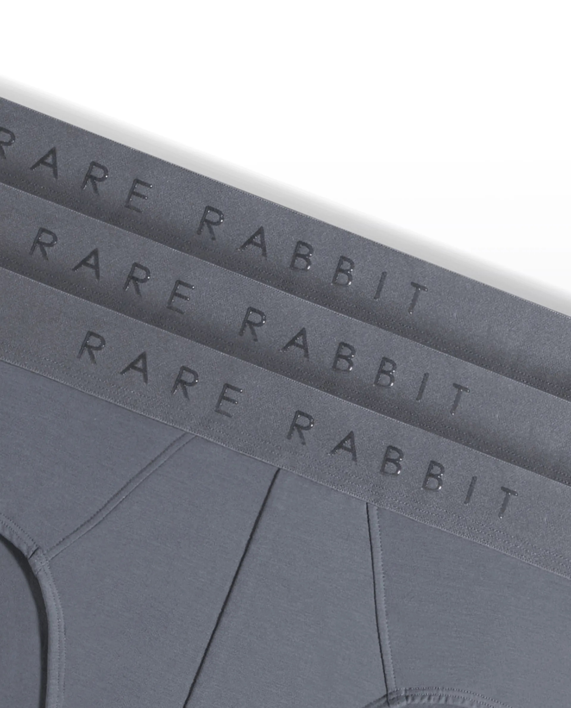 Rare Rabbit Men Near Grey Soft Cotton Stretch Briefs (Pack Of 3) - Image 2