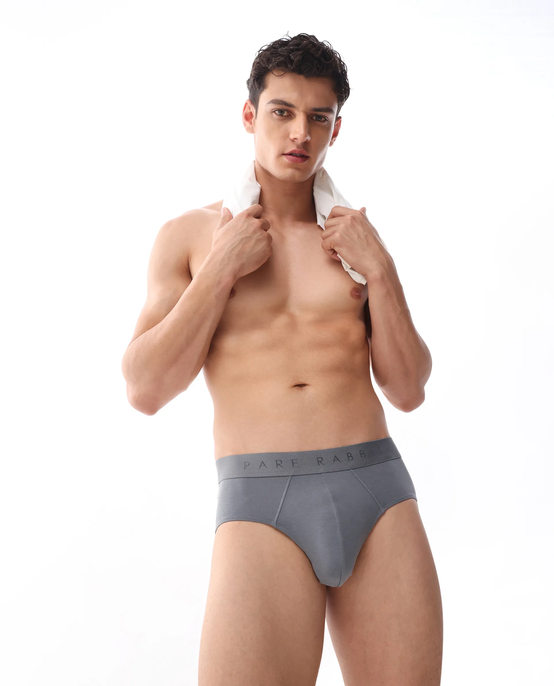 Rare Rabbit Men Near Grey Soft Cotton Stretch Briefs (Pack Of 3) - Image 3