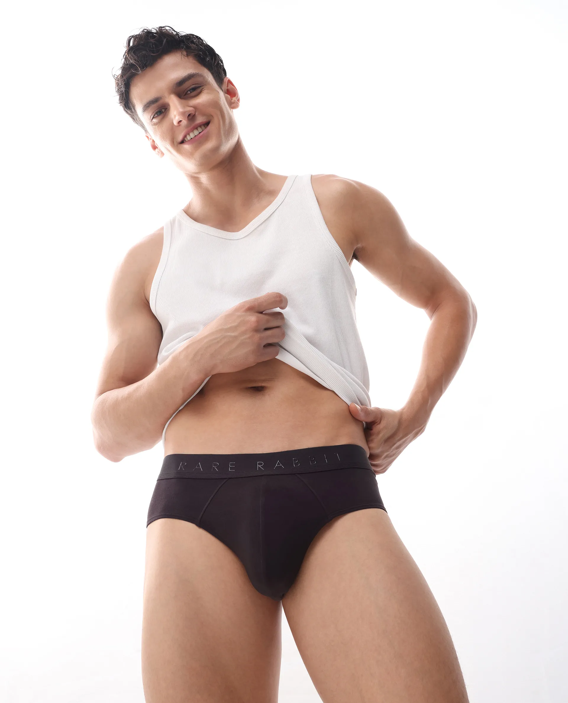 Rare Rabbit Men Near Olive/Prune/Teal Soft Cotton Stretch Briefs (Pack Of 3) - Image 3