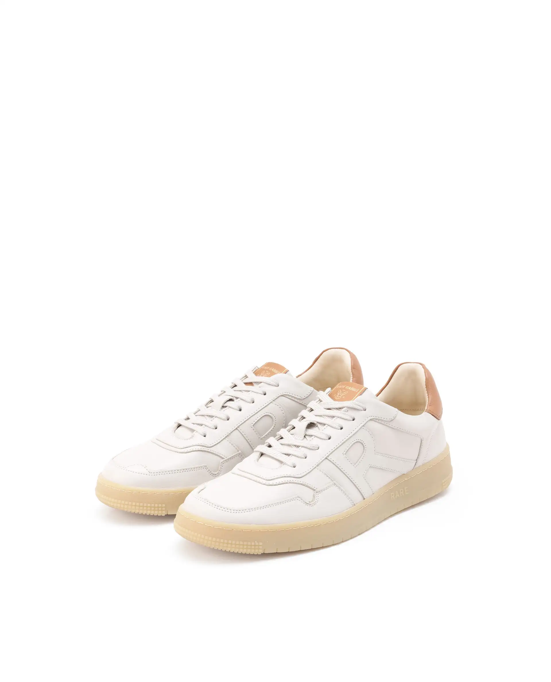 Rare Rabbit Men's Nebula Beige Leather Monotone Low-Top Lace-Up Sneaker Shoes - Image 3