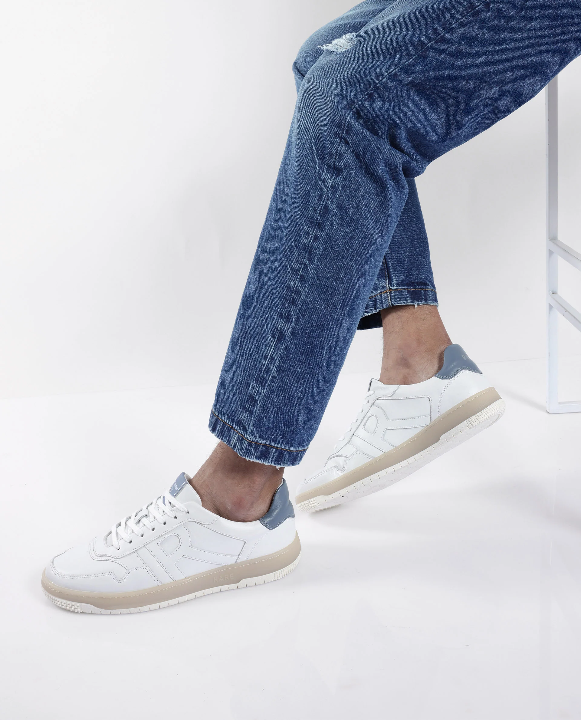 Rare Rabbit Men's Nebula White Leather Monotone Low-Top Lace-Up Sneaker Shoes - Image 8