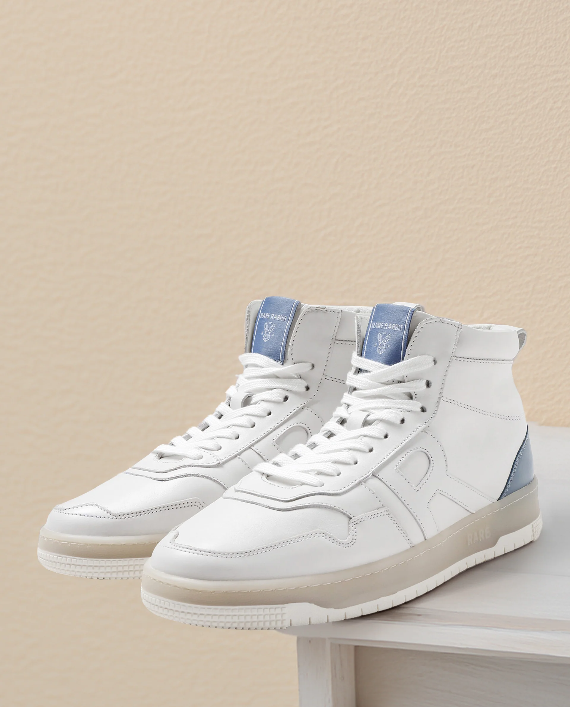 Rare Rabbit Men's Nebula High White Leather Lace-Up High-Top Sneaker Shoes - Image 8