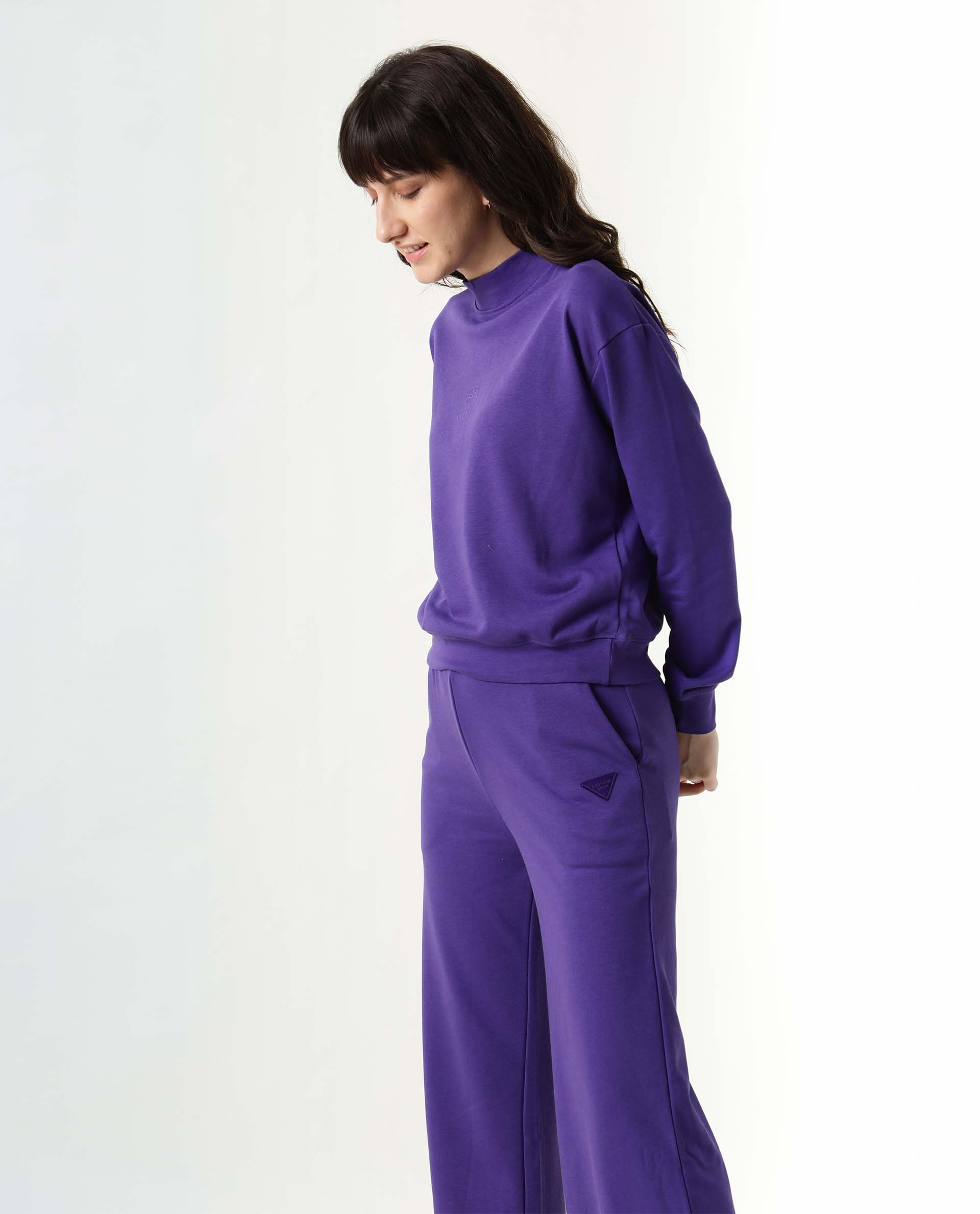 Rareism Women's Necker Purple High Neck Plain Relaxed Fit Sweatshirt - Image 3