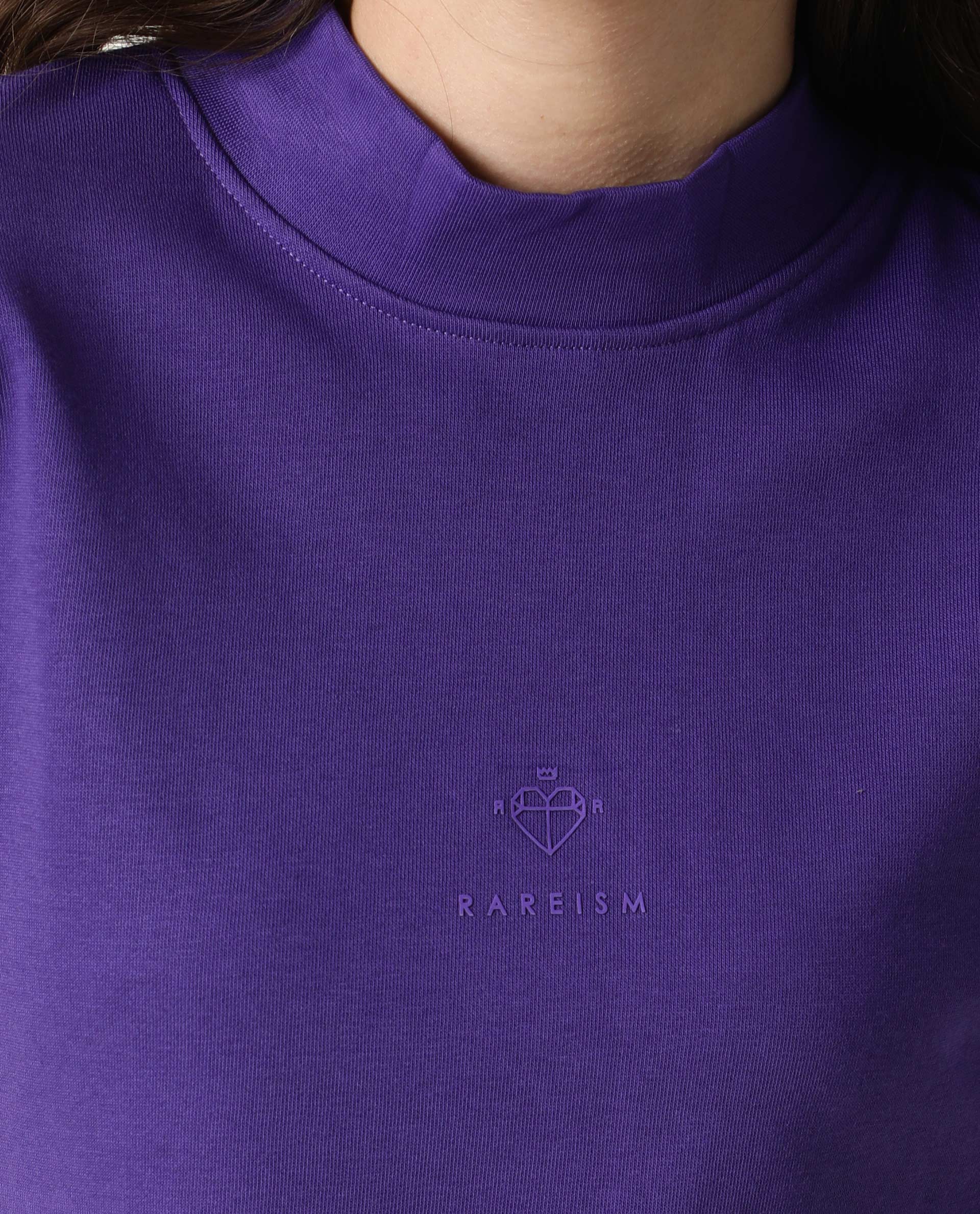 Rareism Women's Necker Purple High Neck Plain Relaxed Fit Sweatshirt - Image 7