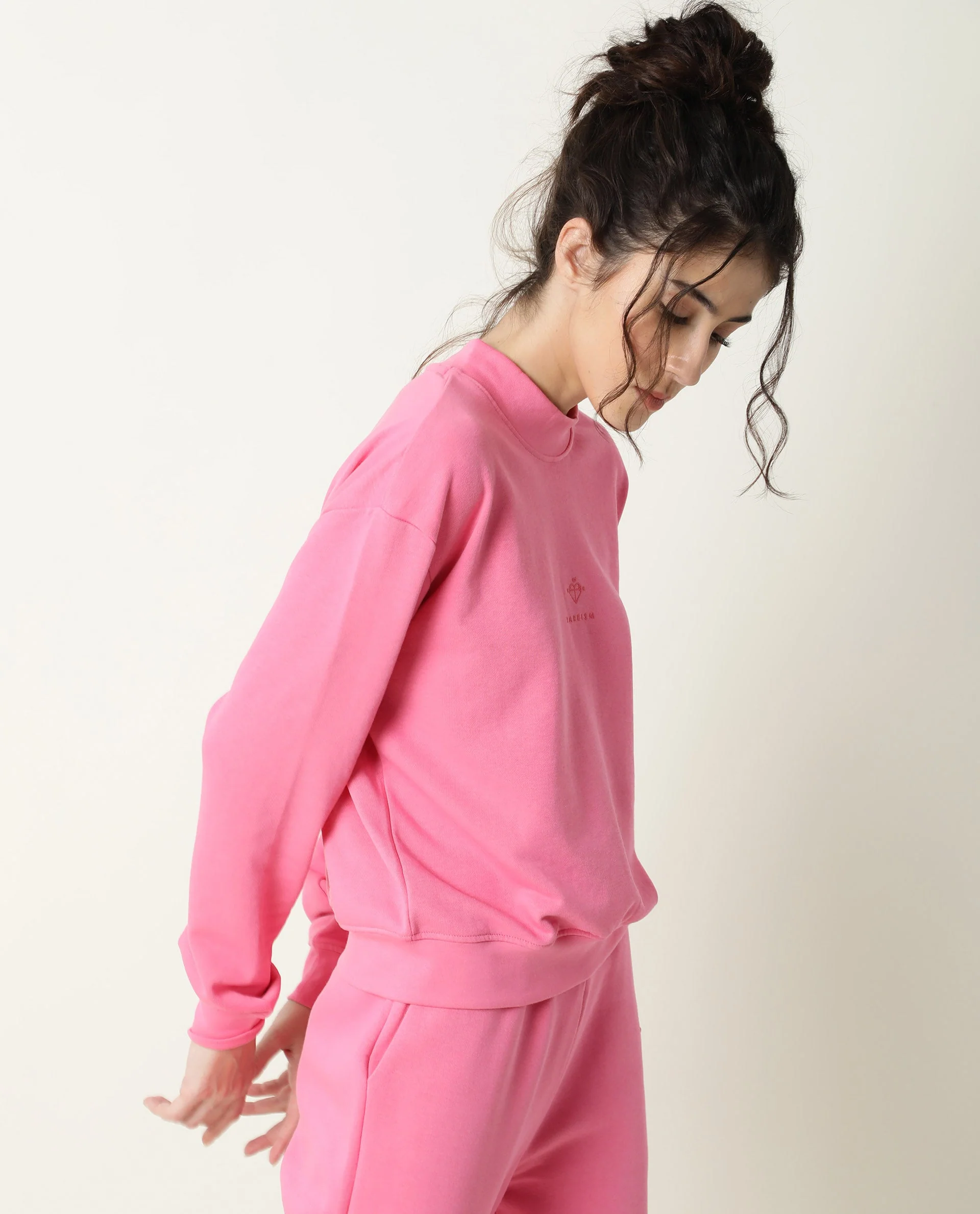 Rareism Women's Necker Pink High Neck Plain Relaxed Fit Sweatshirt - Image 5