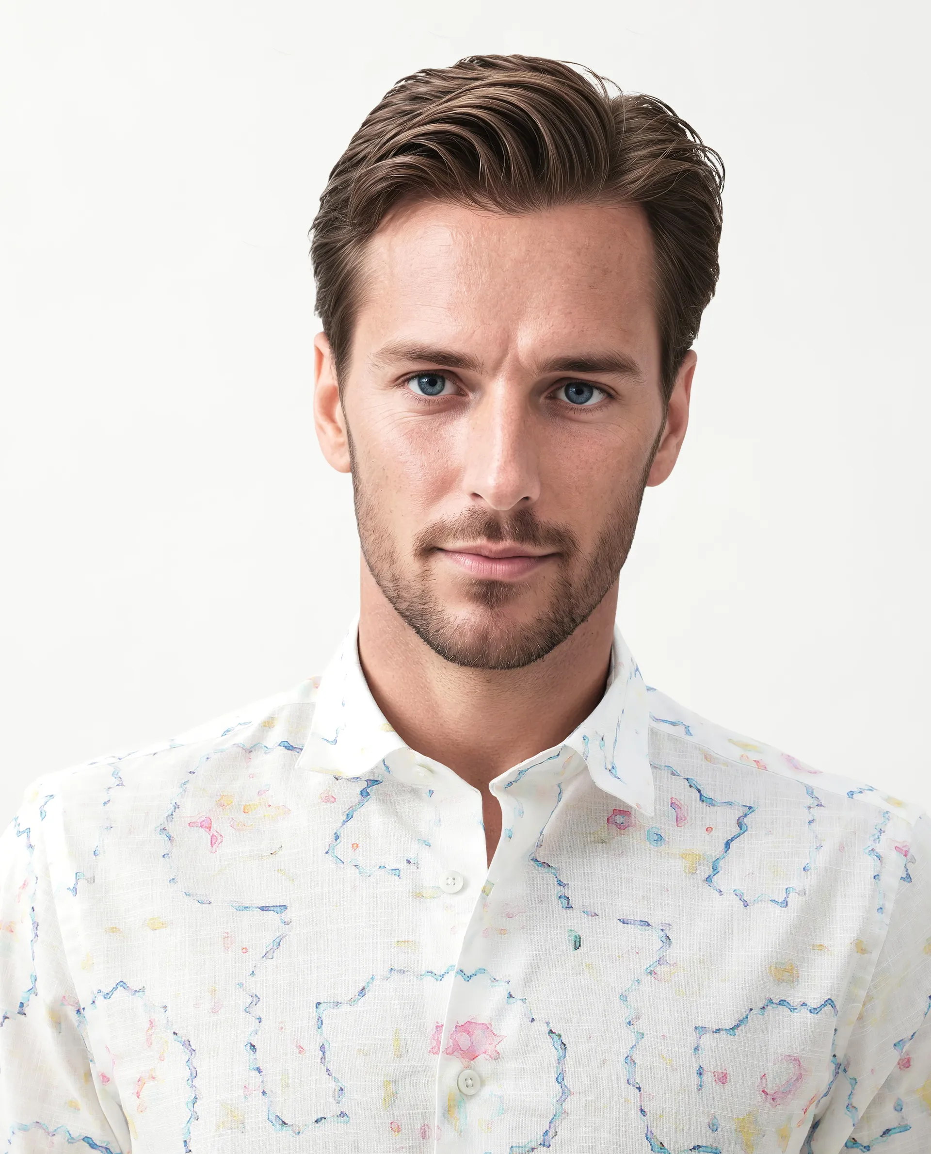 Rare Rabbit Men's Nede White Cotton Abstract Print Relaxed Fit Full Sleeve Collared Shirt - Image 4