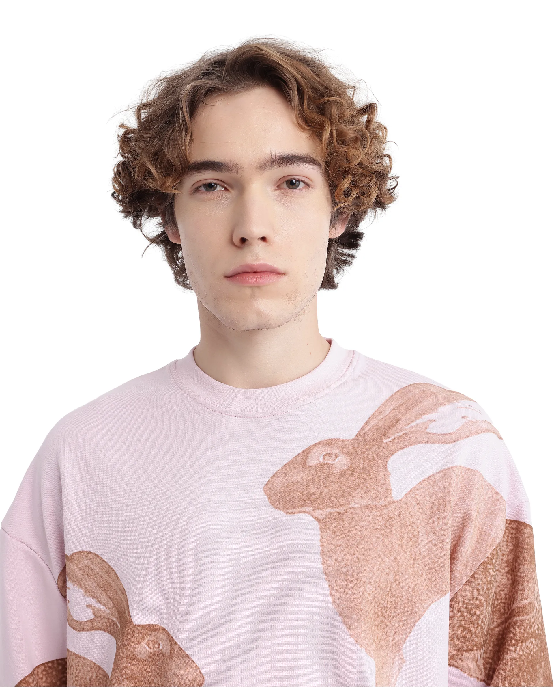Rare Rabbit Men's Nellei Light Pink Cotton Blend Animal Print Boxy Fit Full Sleeve Crew Neck Sweatshirt - Image 4