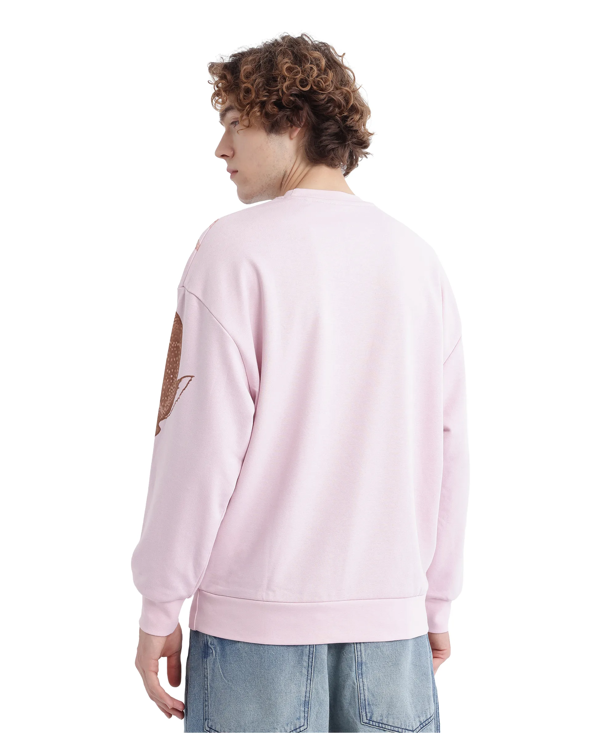 Rare Rabbit Men's Nellei Light Pink Cotton Blend Animal Print Boxy Fit Full Sleeve Crew Neck Sweatshirt - Image 7