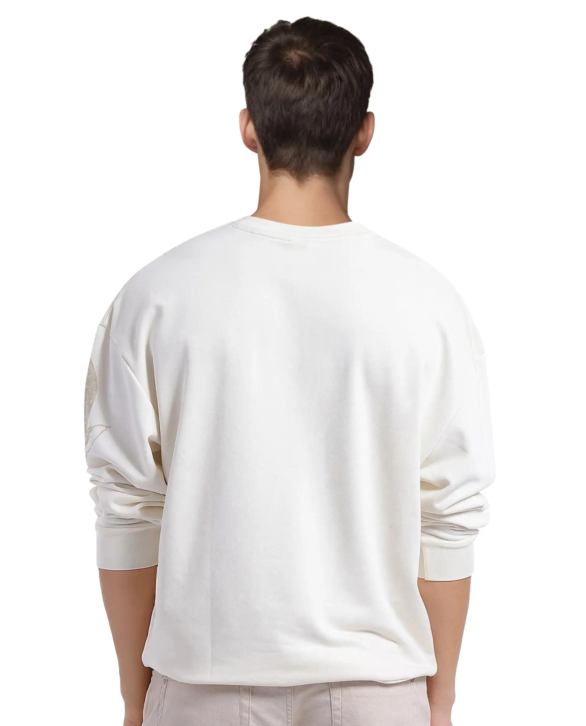 Rare Rabbit Men's Nellei Off White Cotton Animal Print Boxy Fit Full Sleeve Crew Neck Sweatshirt - Image 7