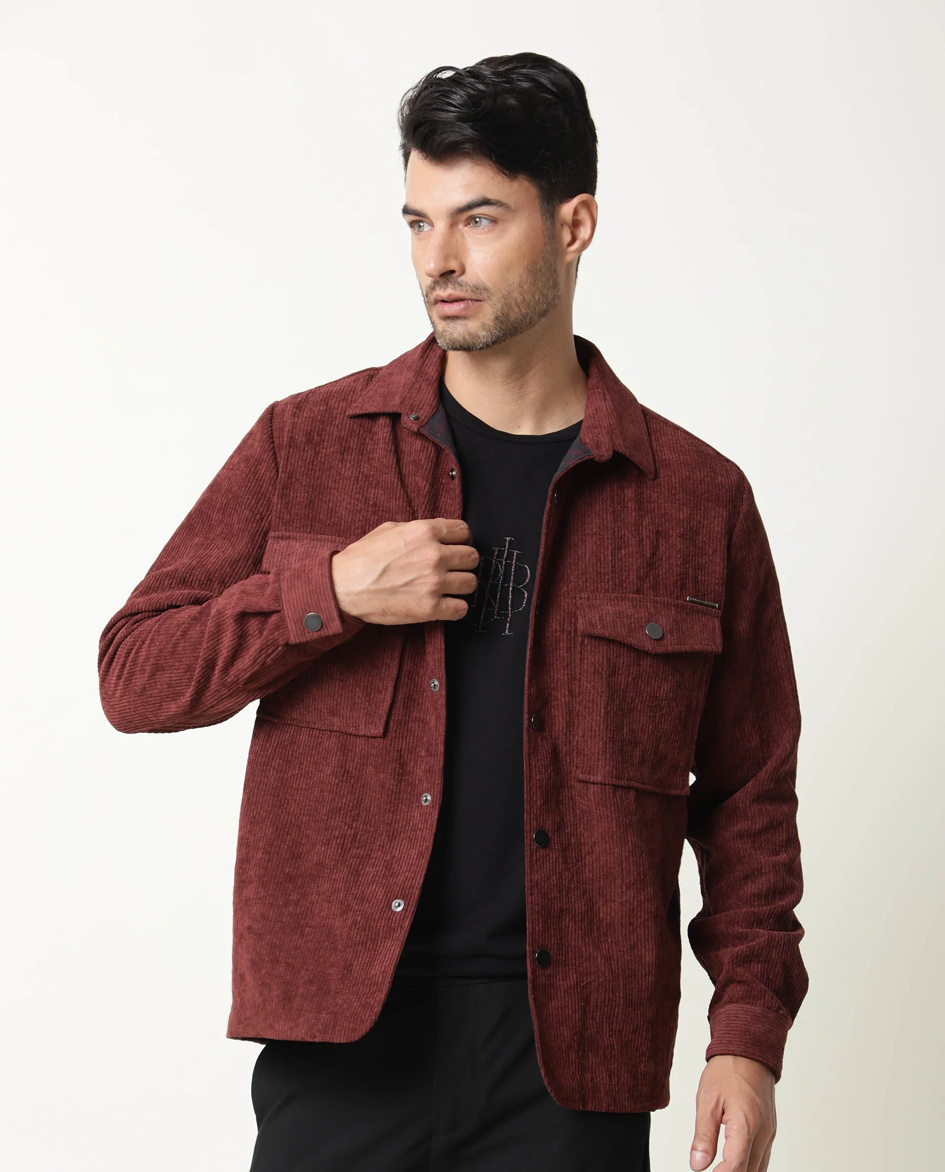Rare Rabbit Men's Nelli Maroon Textured Regular Fit Full Sleeve Collared Jacket - Image 4
