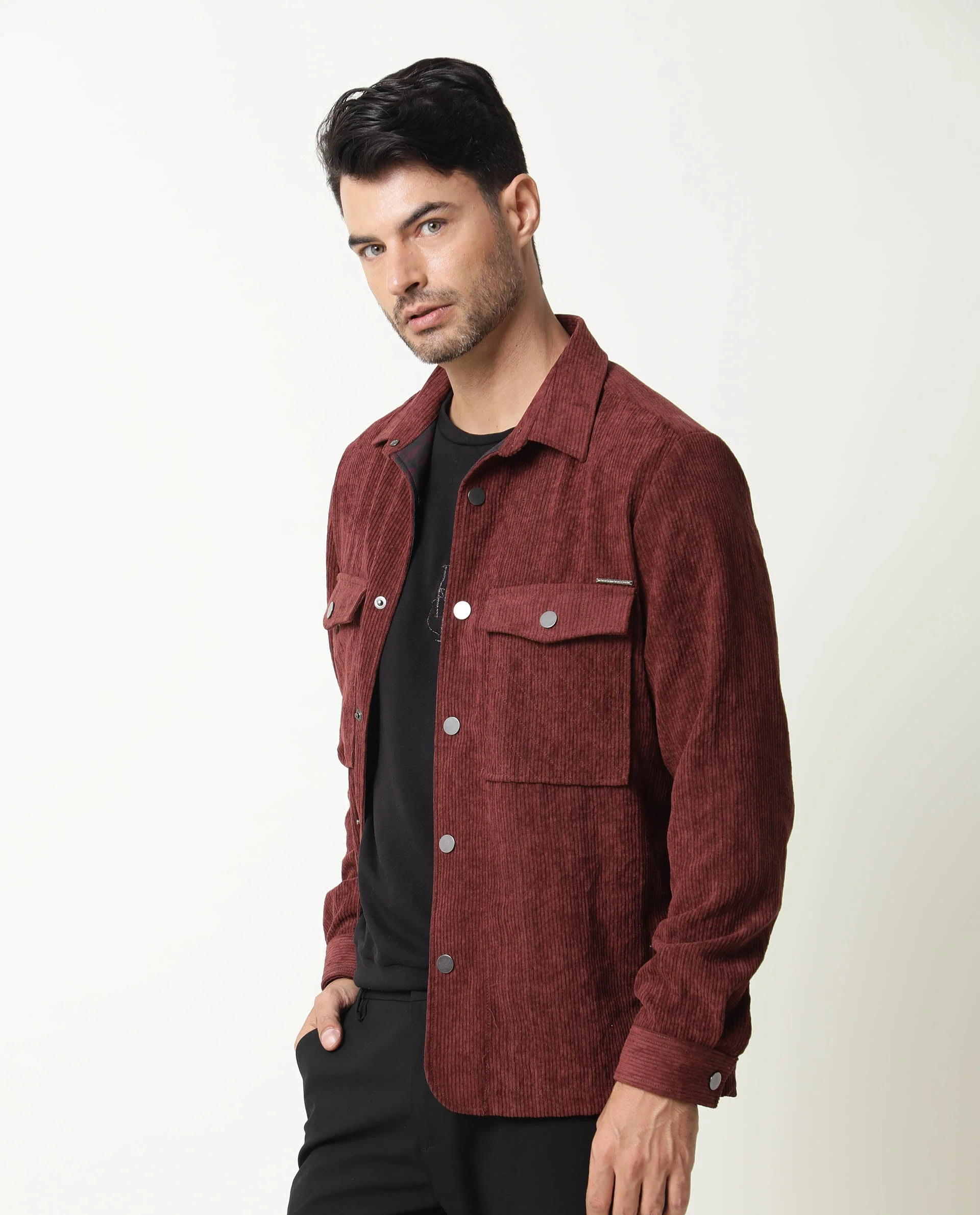 Rare Rabbit Men's Nelli Maroon Textured Regular Fit Full Sleeve Collared Jacket - Image 5