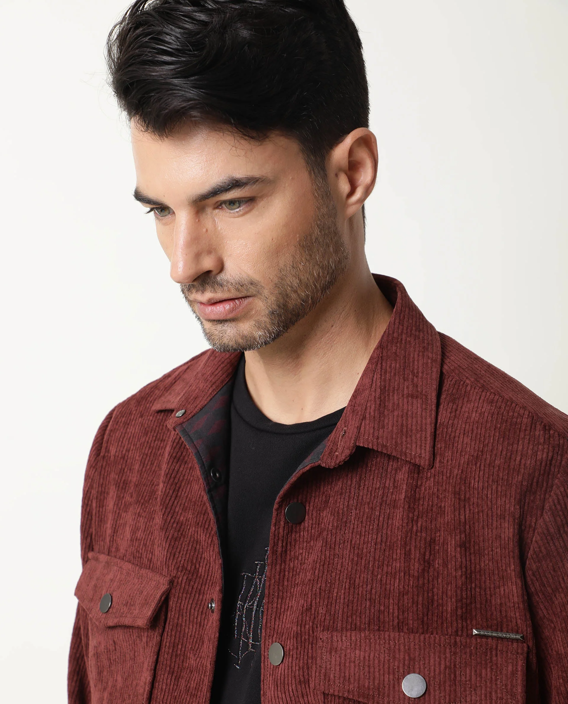Rare Rabbit Men's Nelli Maroon Textured Regular Fit Full Sleeve Collared Jacket - Image 6