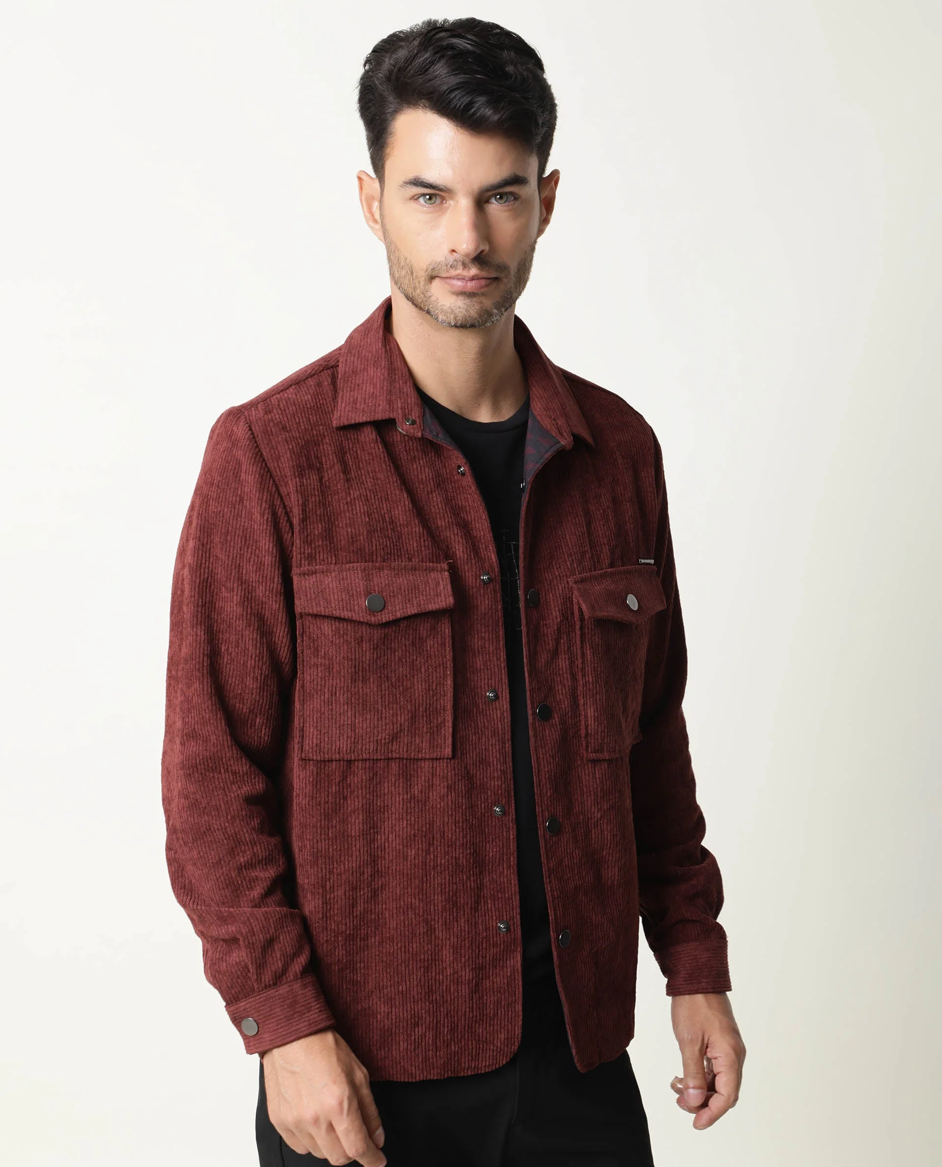 Rare Rabbit Men's Nelli Maroon Textured Regular Fit Full Sleeve Collared Jacket - Image 7