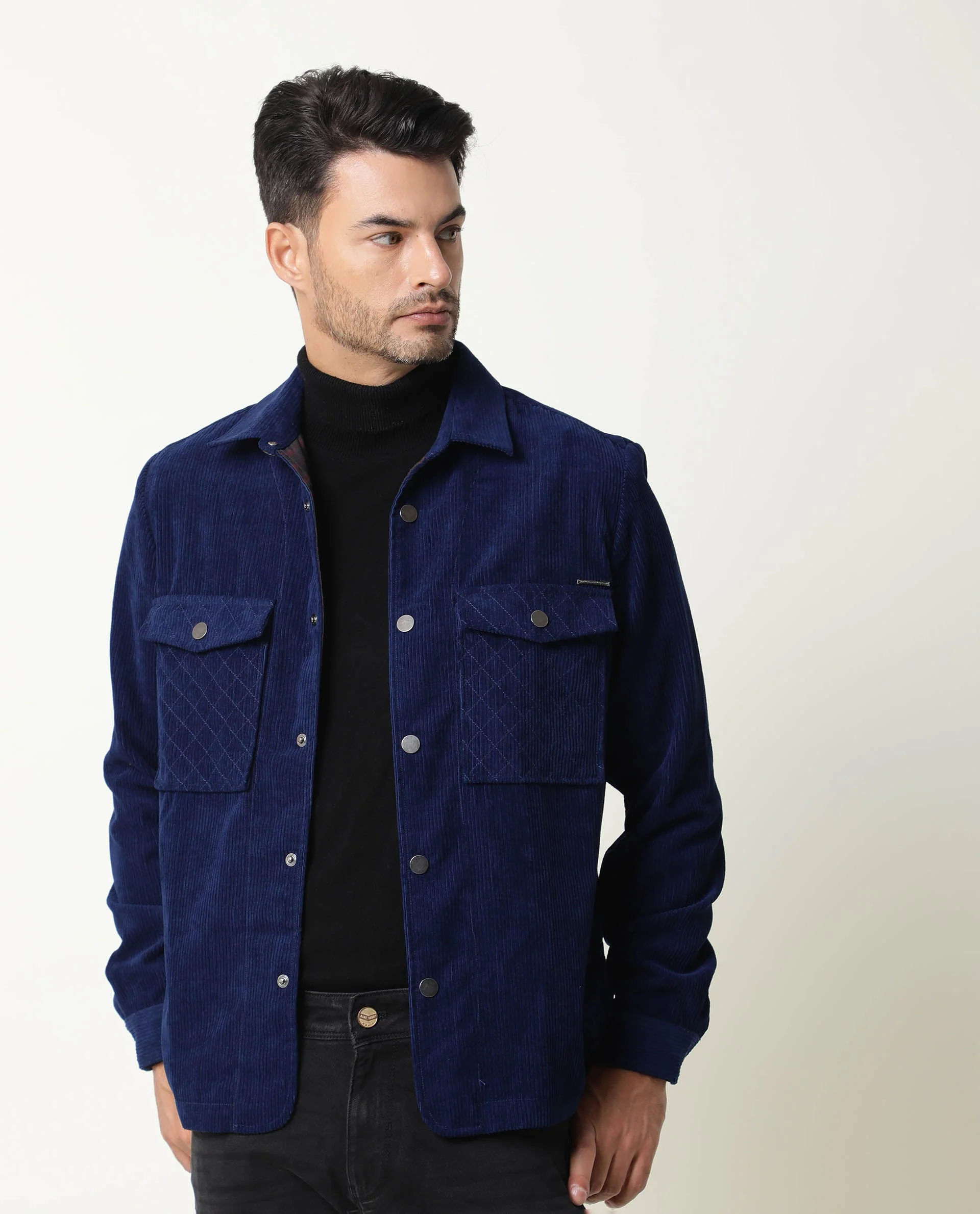 Rare Rabbit Men's Nelli Navy Plain Regular Fit Full Sleeve Collared Jacket - Image 2