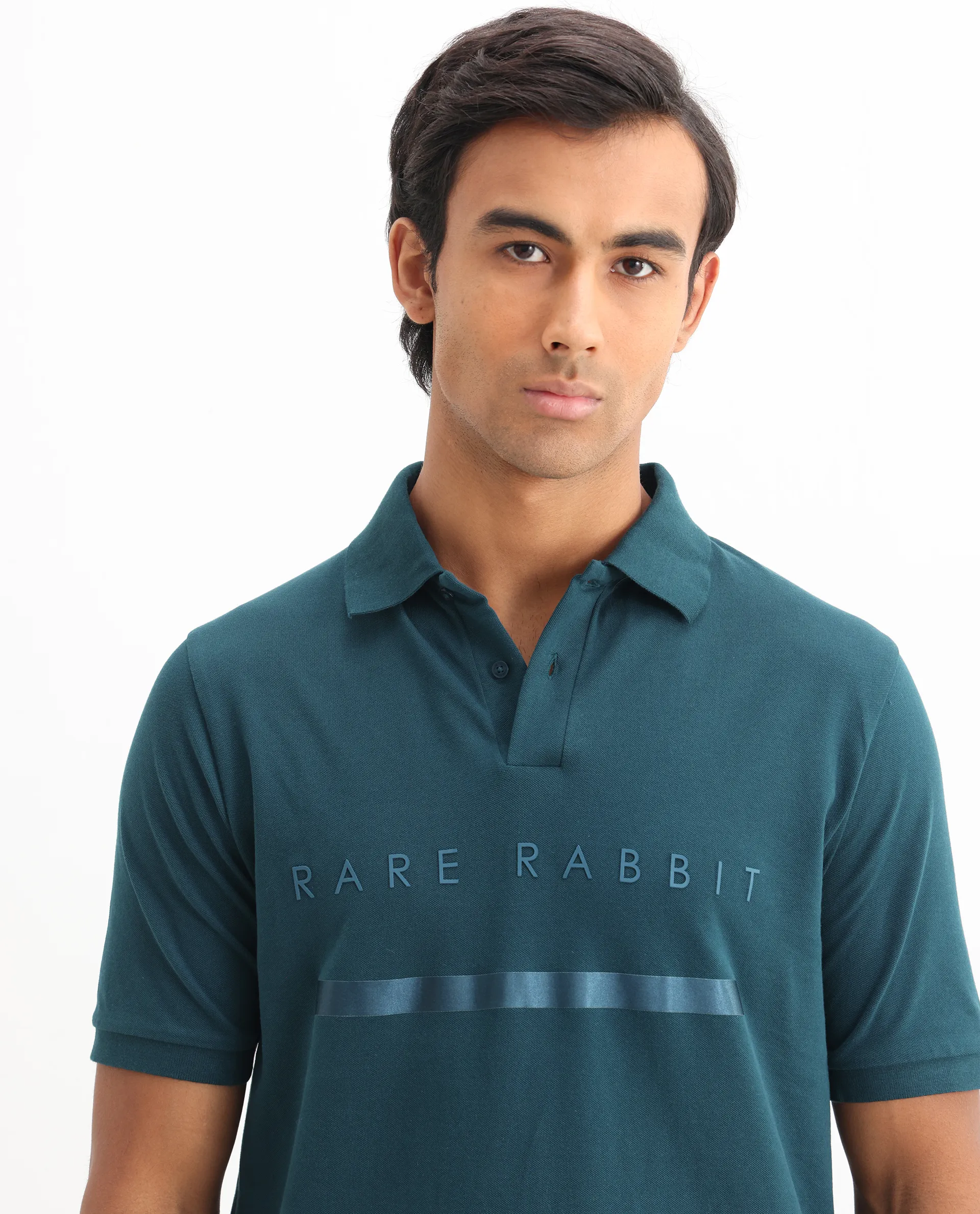Rare Rabbit Men's Cotton Blend Plain Regular Fit Half Sleeve Polo - Image 4