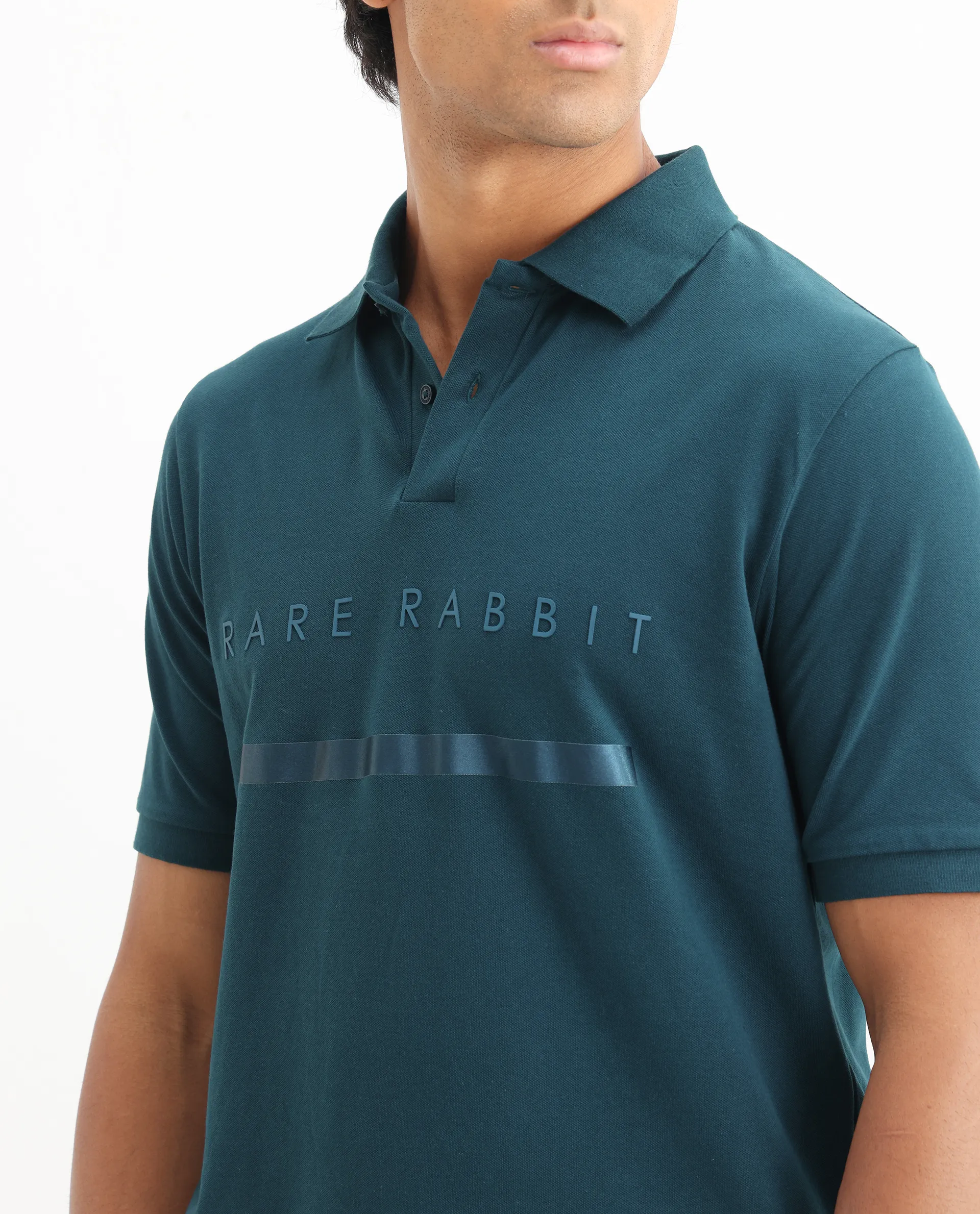Rare Rabbit Men's Cotton Blend Plain Regular Fit Half Sleeve Polo - Image 5