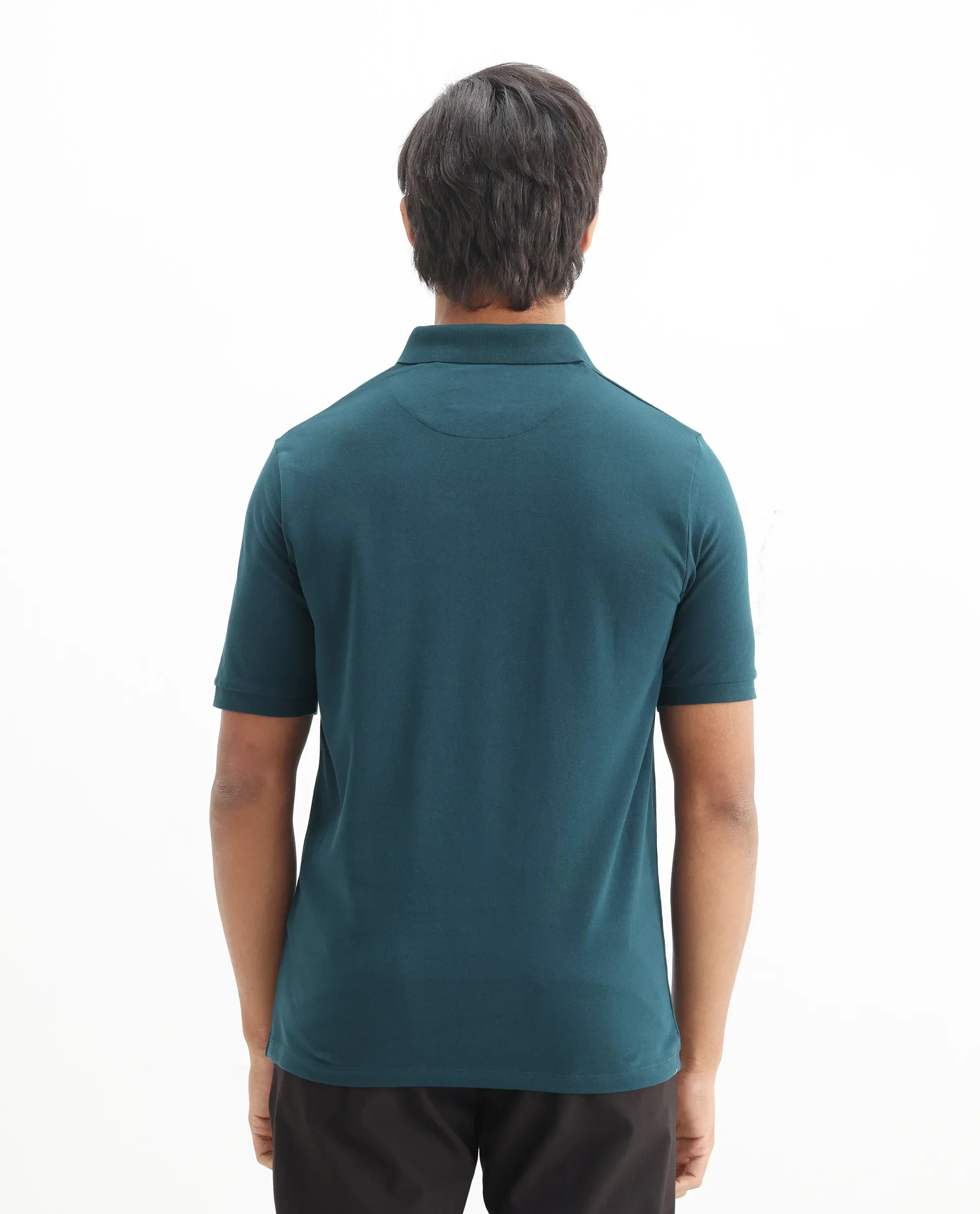 Rare Rabbit Men's Cotton Blend Plain Regular Fit Half Sleeve Polo - Image 6