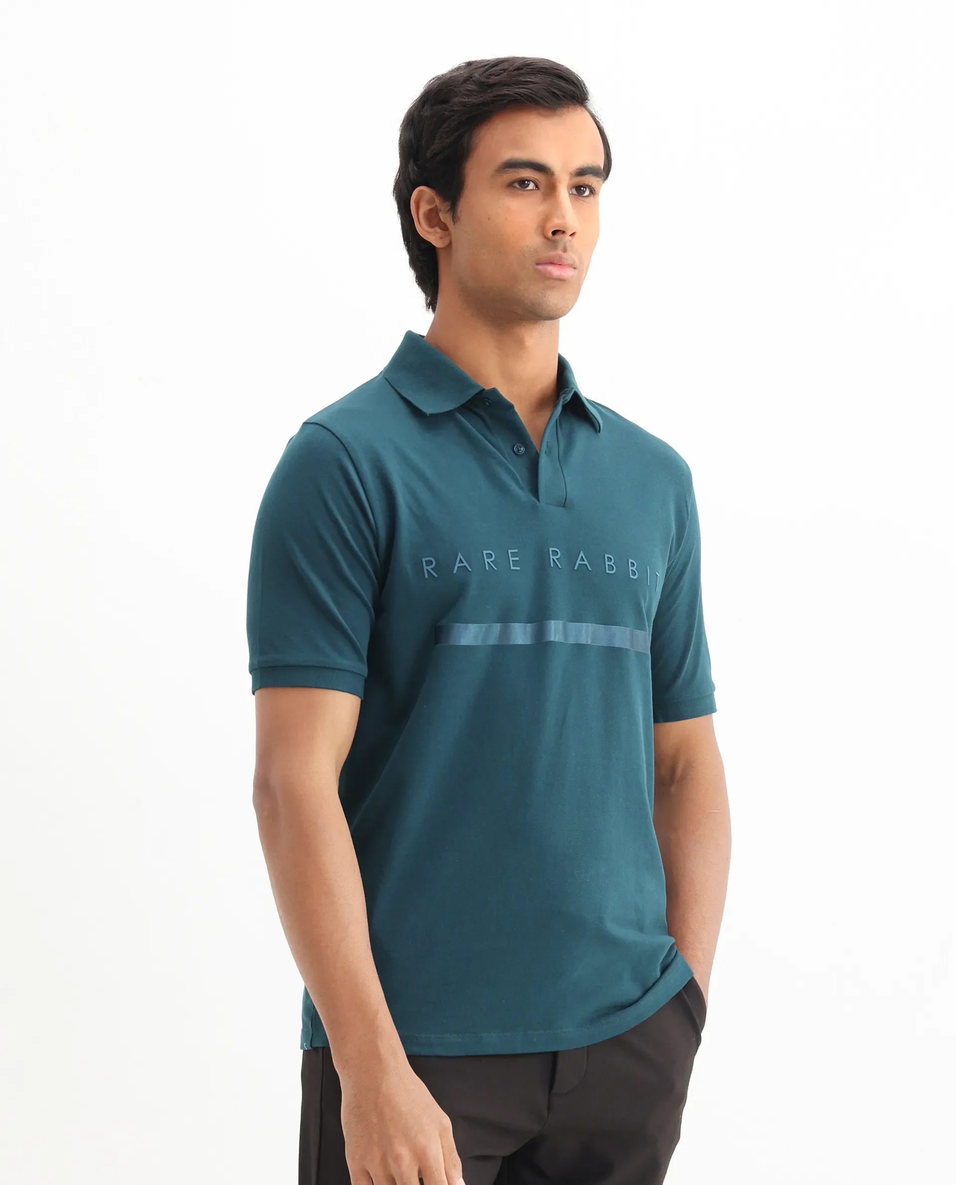 Rare Rabbit Men's Cotton Blend Plain Regular Fit Half Sleeve Polo - Image 8