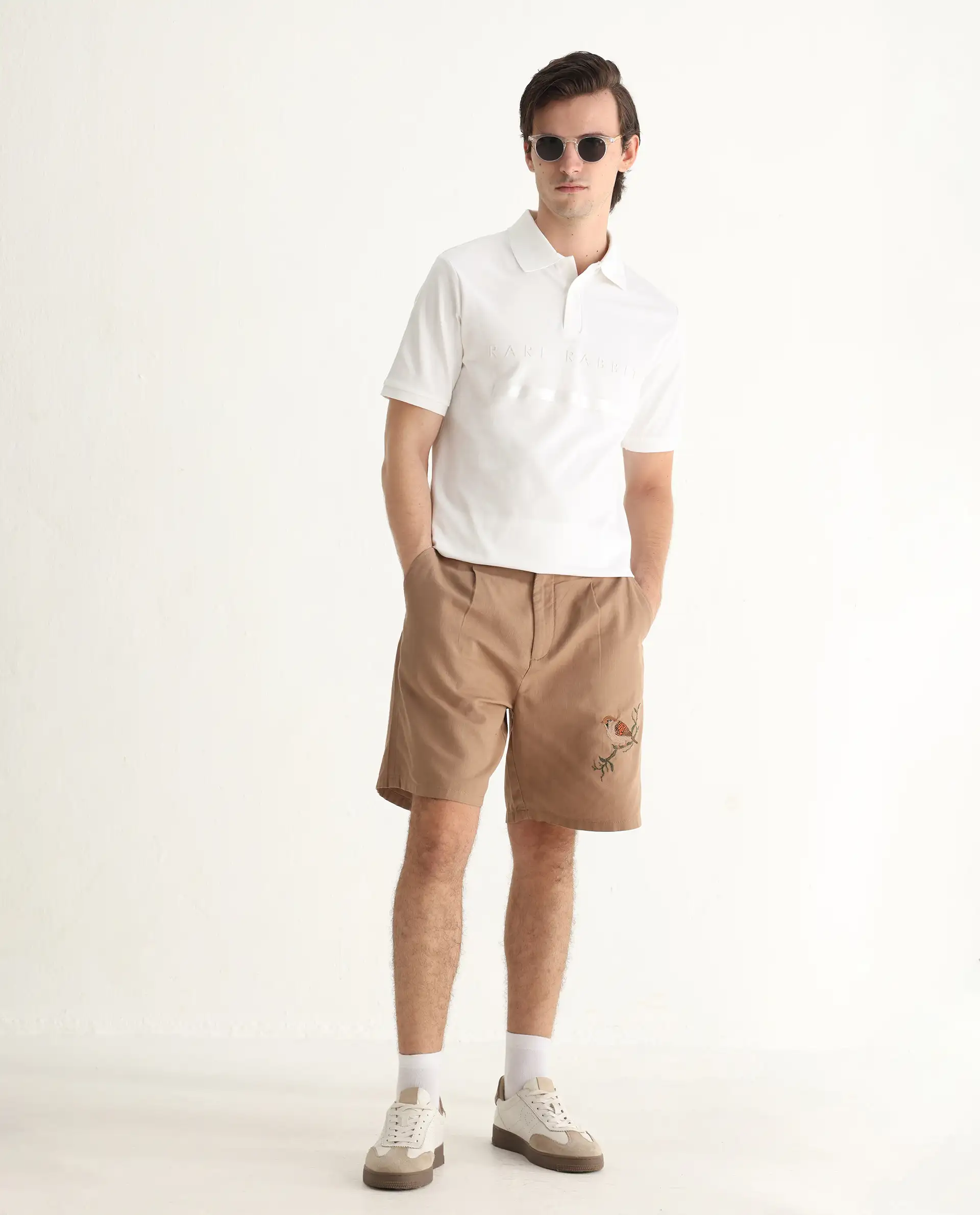 Rare Rabbit Men's Nellit White Cotton Plain Regular Fit Half Sleeve Polo - Image 2