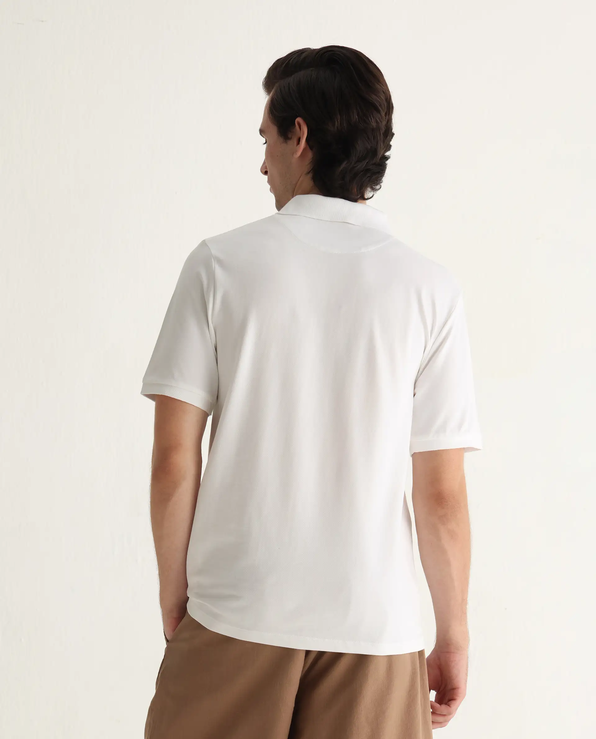 Rare Rabbit Men's Nellit White Cotton Plain Regular Fit Half Sleeve Polo - Image 9