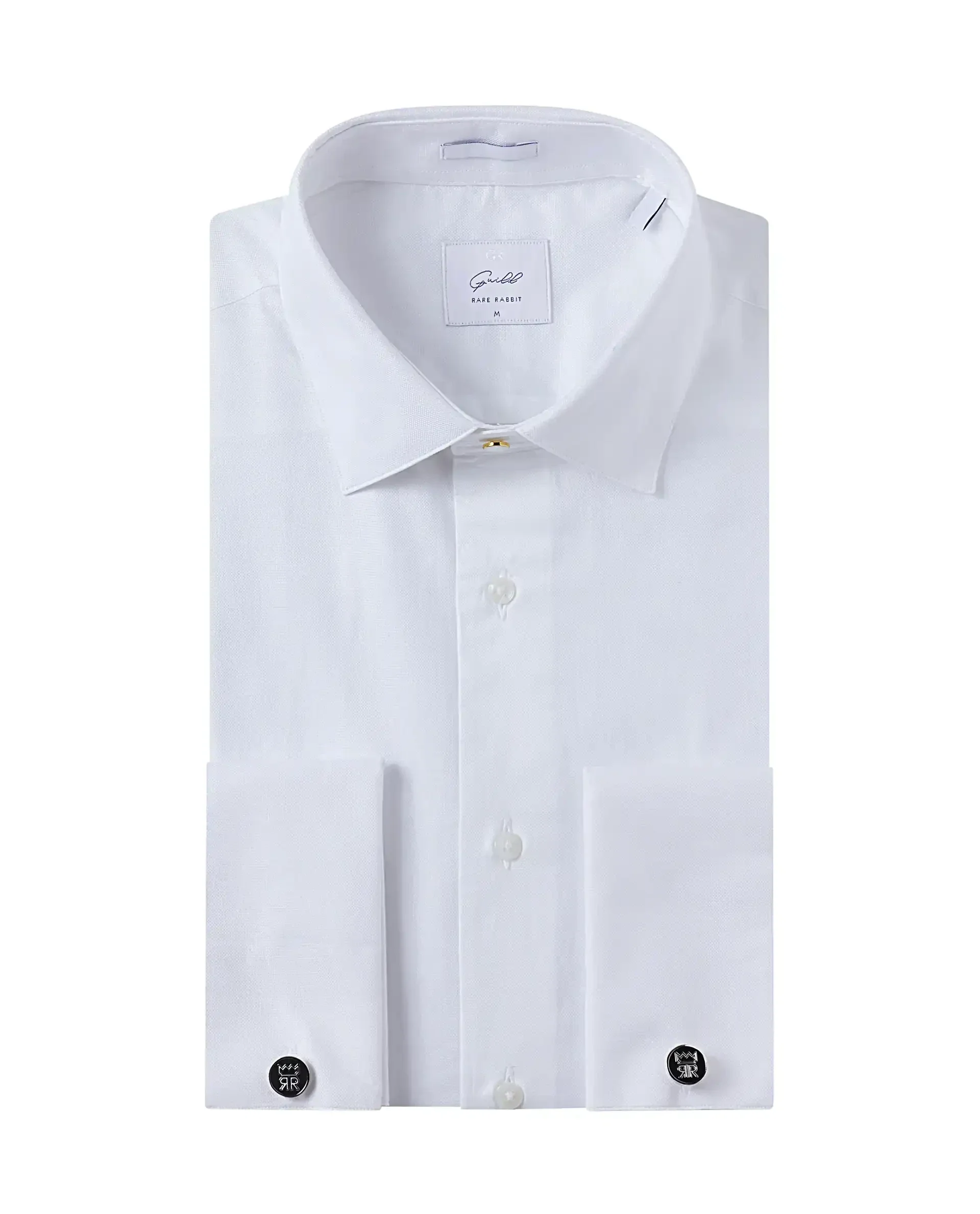 Rare Rabbit Men's Nello White Cotton Blend Plain Regular Fit Full Sleeve Collared Shirt - Image 2