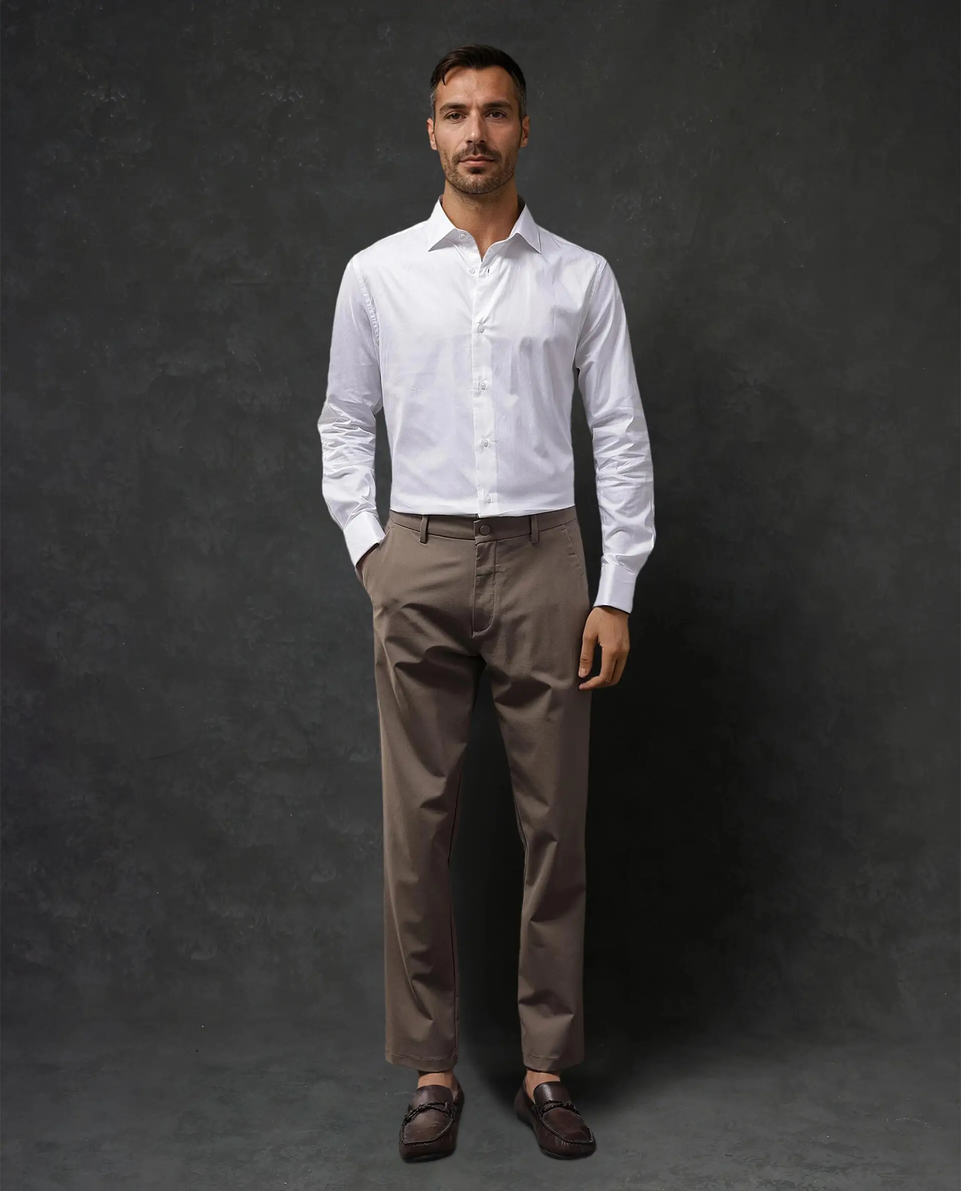Rare Rabbit Men's Nello White Cotton Blend Plain Regular Fit Full Sleeve Collared Shirt - Image 4