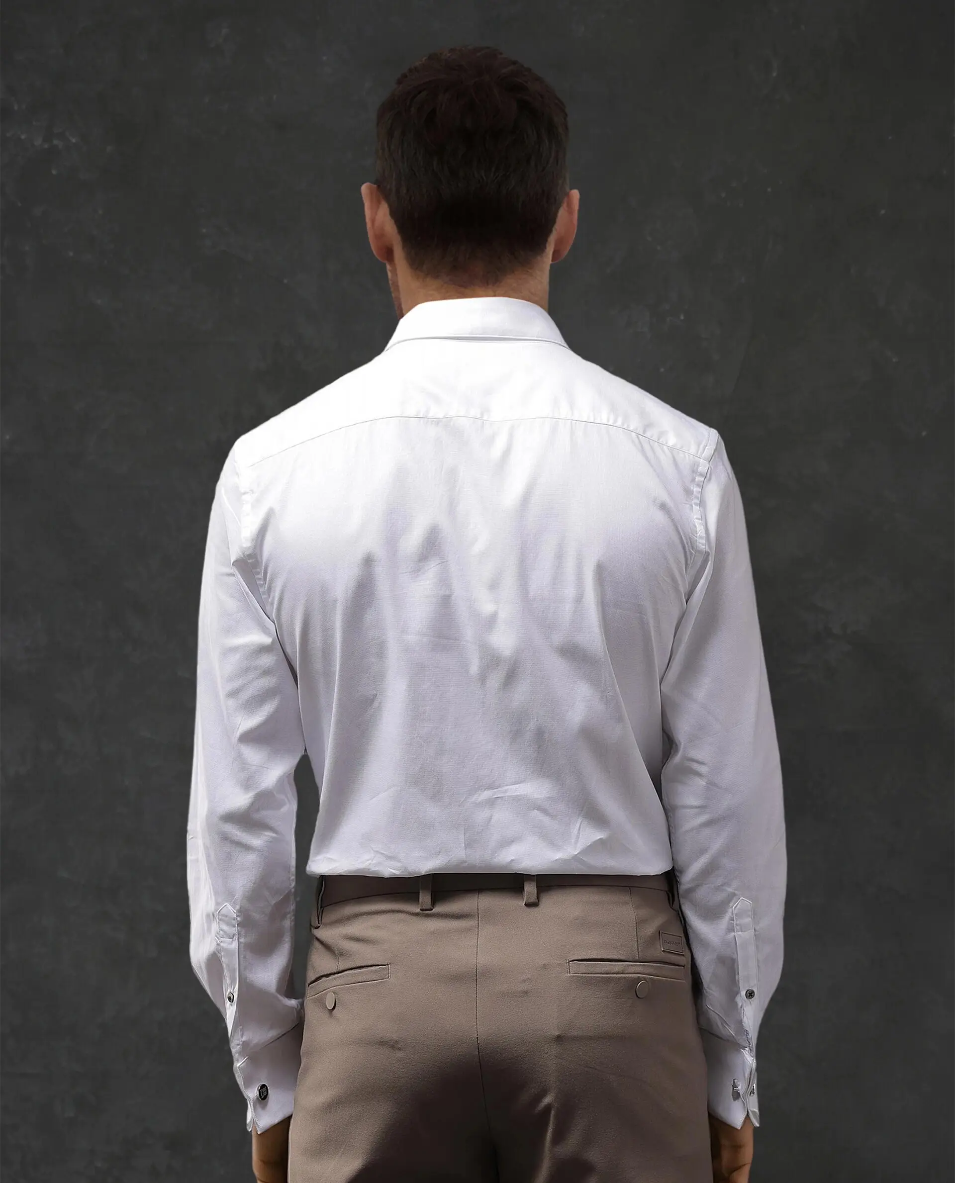 Rare Rabbit Men's Nello White Cotton Blend Plain Regular Fit Full Sleeve Collared Shirt - Image 6
