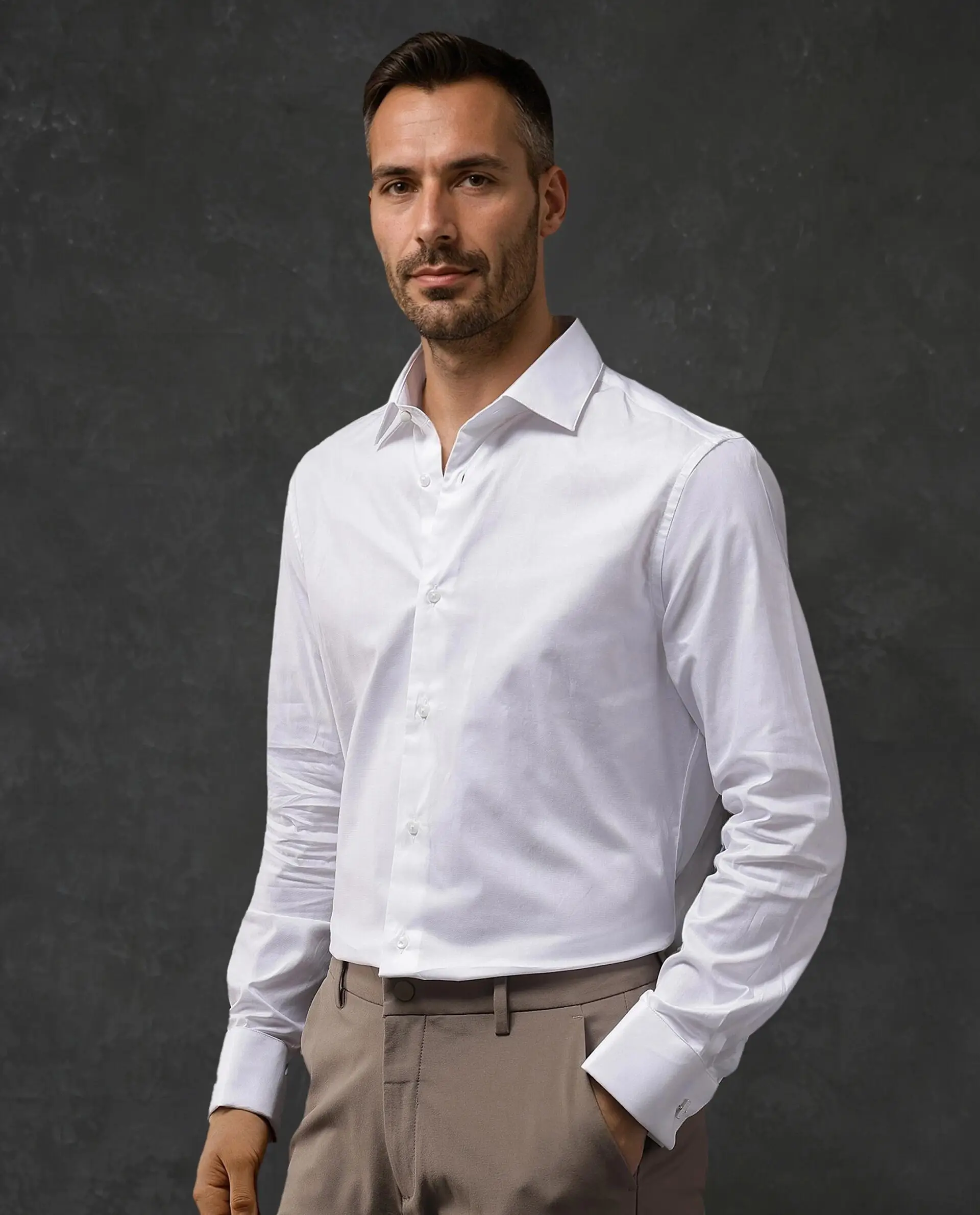 Rare Rabbit Men's Nello White Cotton Blend Plain Regular Fit Full Sleeve Collared Shirt - Image 8