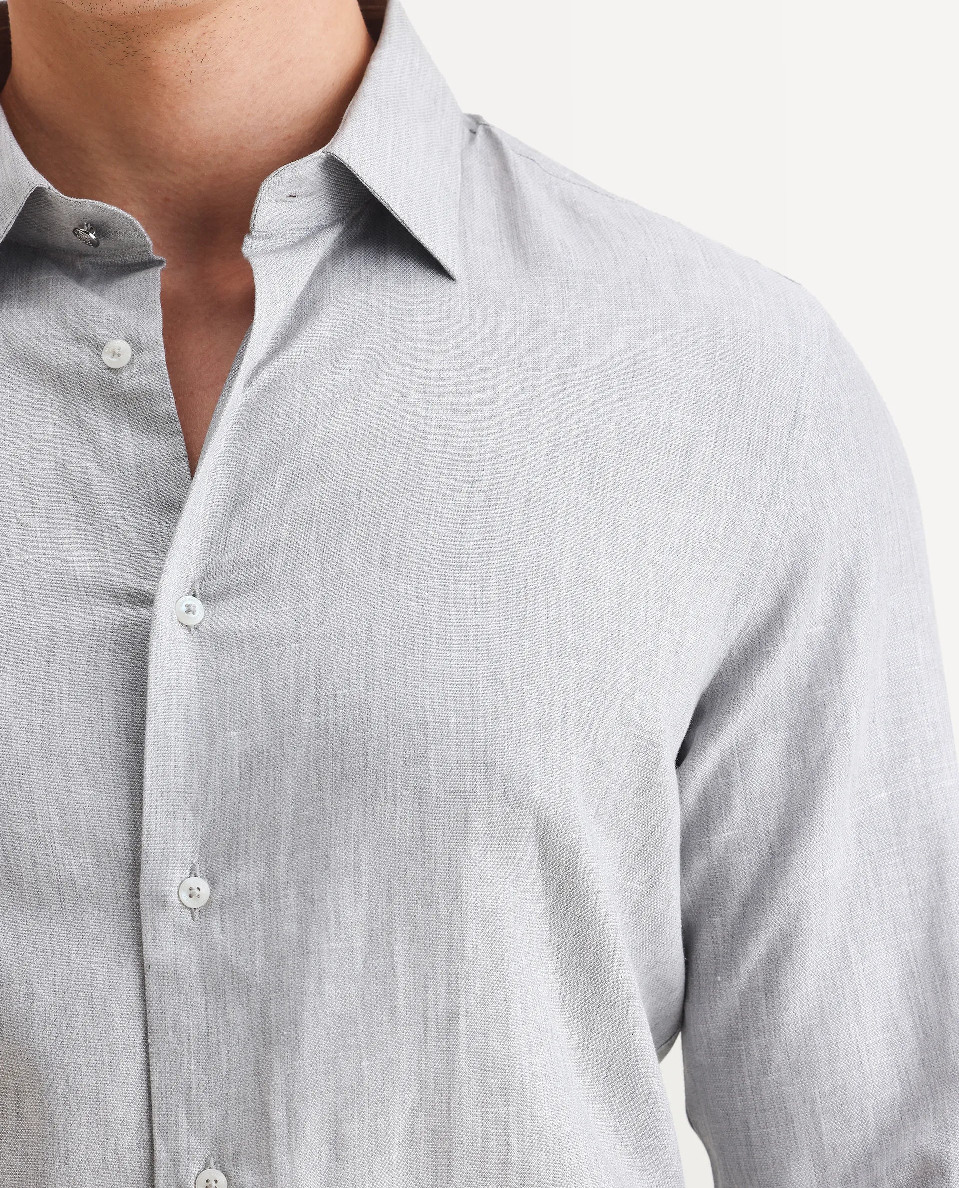 Rare Rabbit Men's Nellor Grey Cotton Plain Regular Fit Full Sleeve Collared Shirt - Image 3