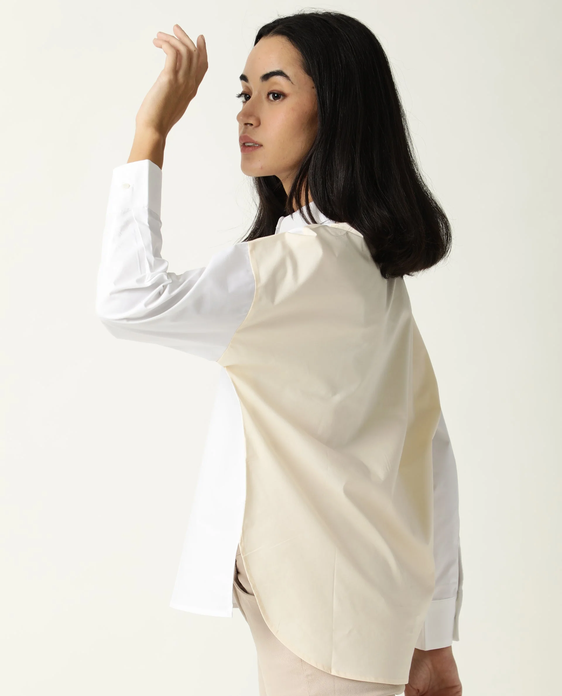 Rareism Women's Nellore White Cotton Blend Spread Collar Plain Regular Fit Top - Image 6