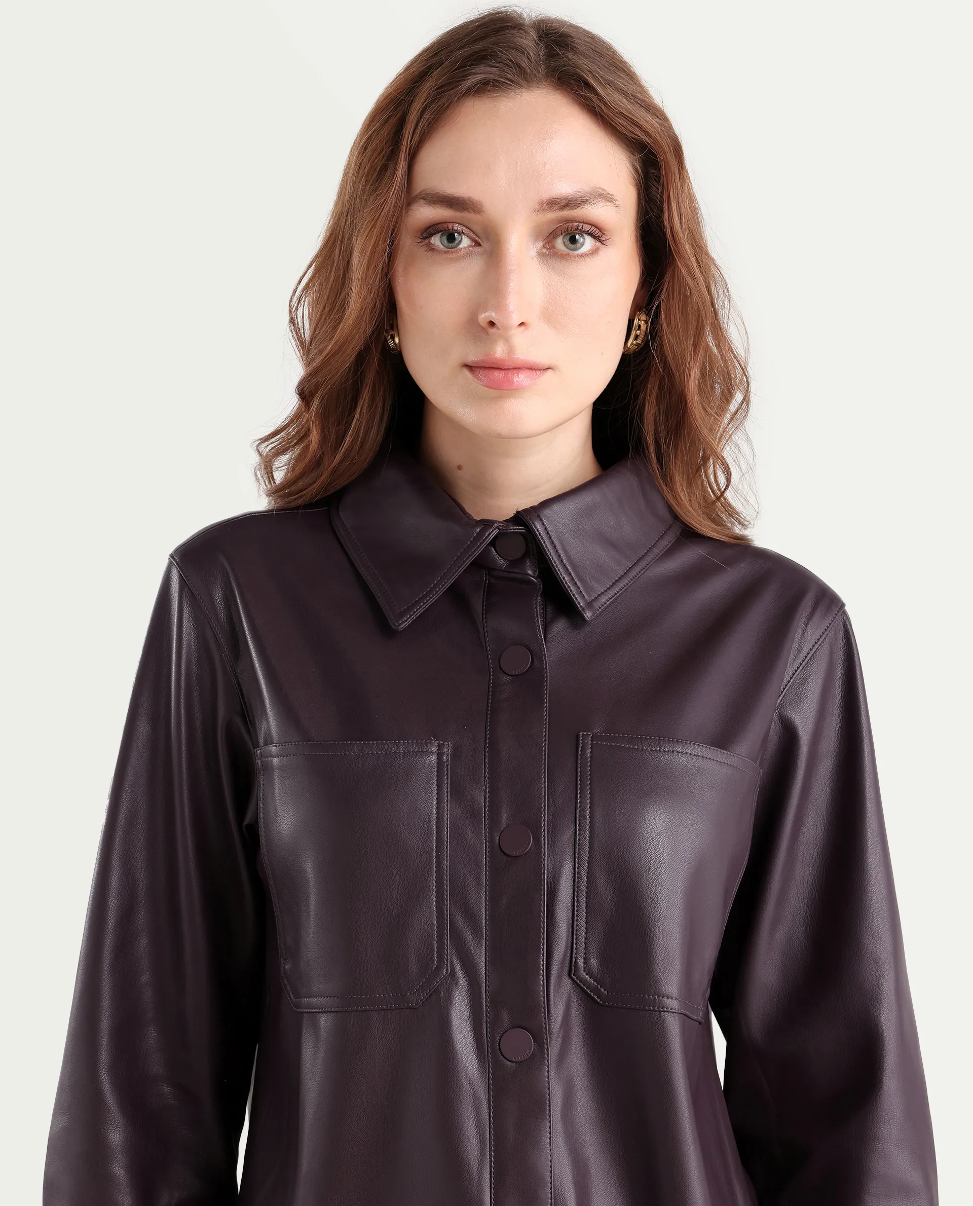 Rareism Women's Nemer Maroon Polyester Spread Collar Plain Cuffed Sleeve Boxy Fit Jacket - Image 4
