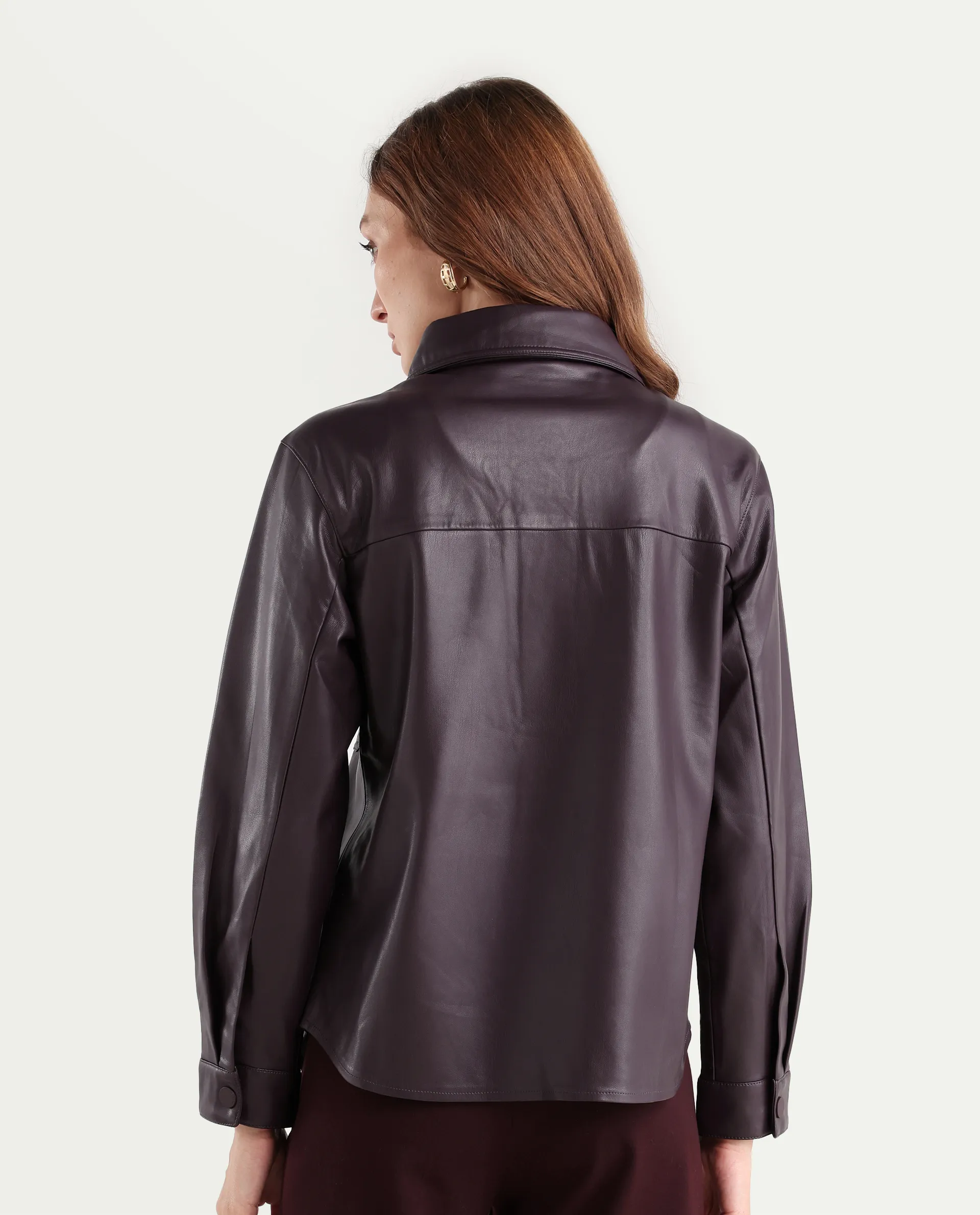 Rareism Women's Nemer Maroon Polyester Spread Collar Plain Cuffed Sleeve Boxy Fit Jacket - Image 7
