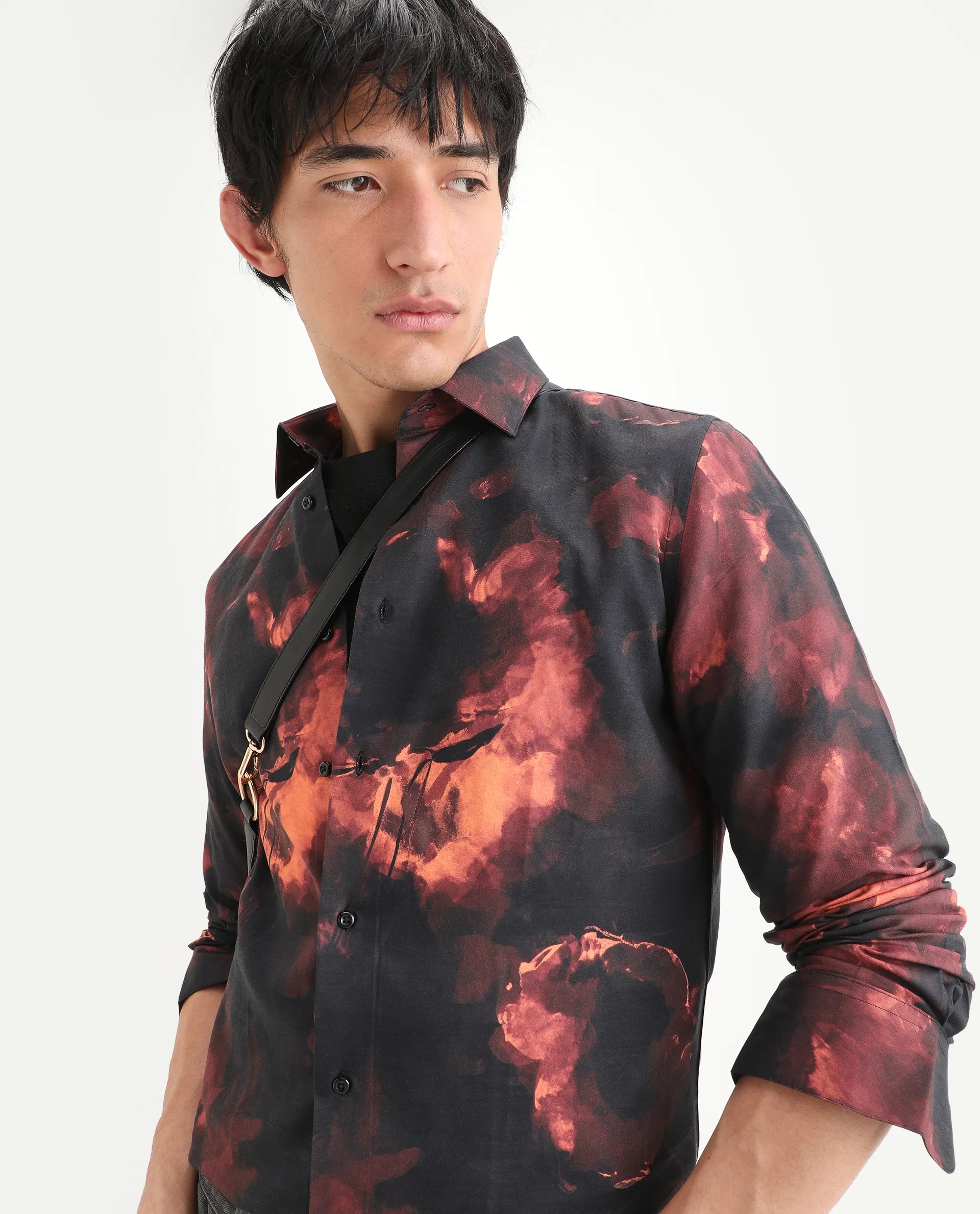 Rare Rabbit Men's Nemi Black Cotton Blend Fabric Full Sleeve Spread Collar Regular Fit Abstract Print Shirt - Image 8