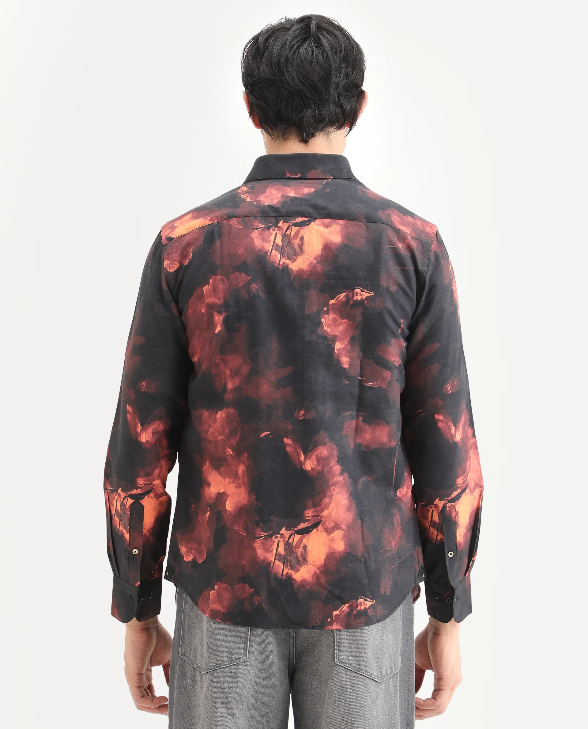 Rare Rabbit Men's Nemi Black Cotton Blend Fabric Full Sleeve Spread Collar Regular Fit Abstract Print Shirt - Image 9