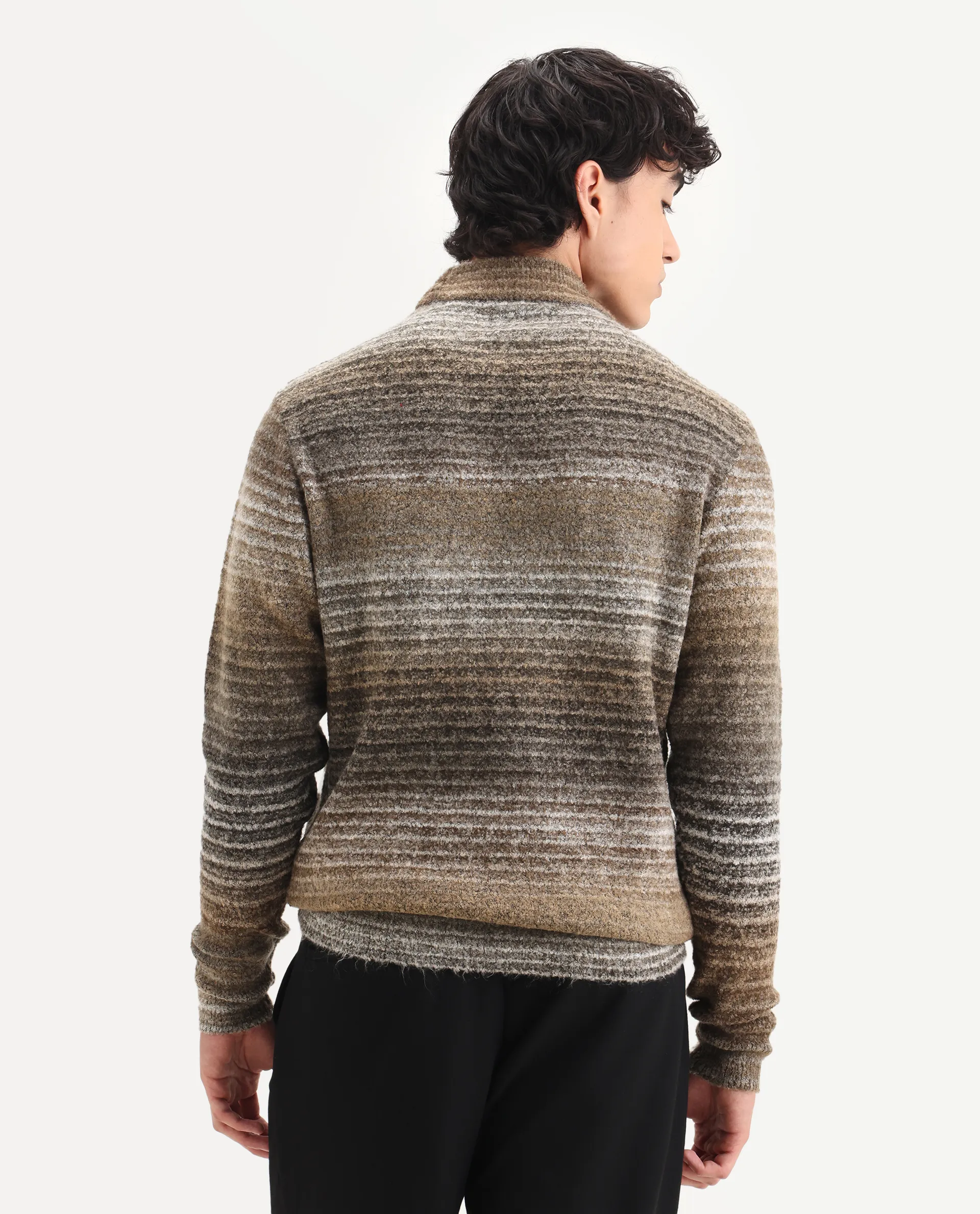 Rare Rabbit Men's Nemo Light Beige Acrylic Color Block Regular Fit Full Sleeve Crew Neck Sweater - Image 6